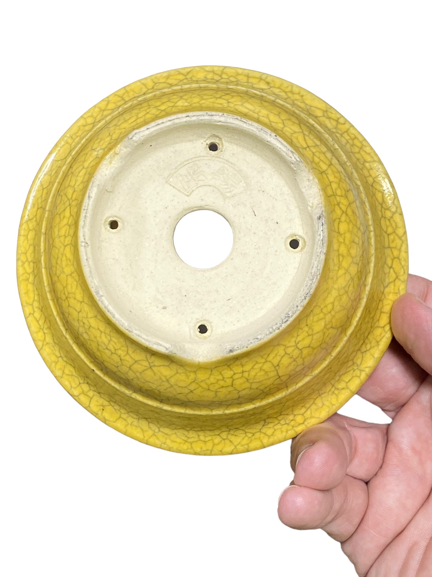 Koyo - Yellow Crackle Glazed Bowl Bonsai Pot (5-1/4" wide)