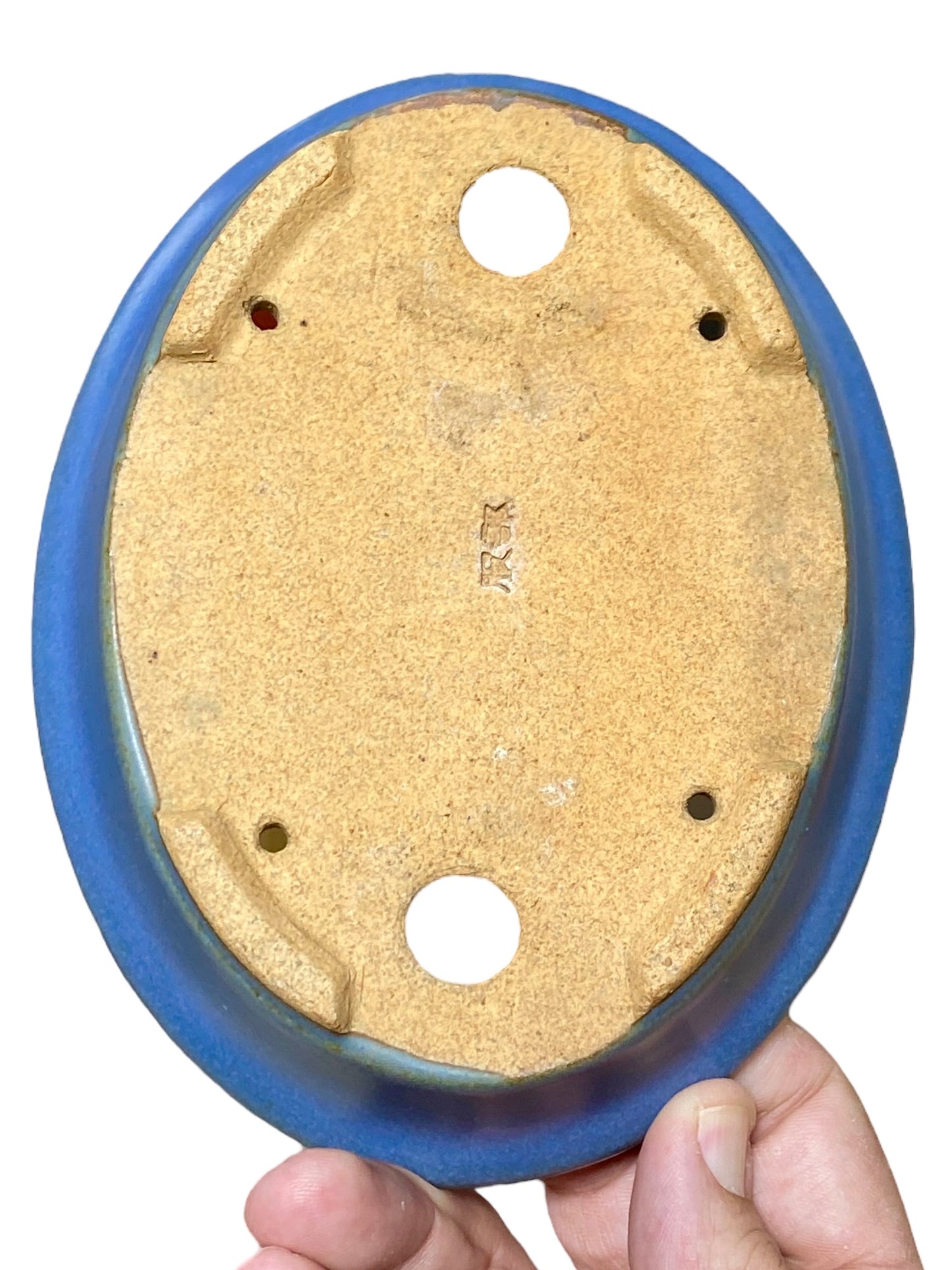 Hattori - Beautiful Blue Oval Bonsai Pot (6-1/2" wide)