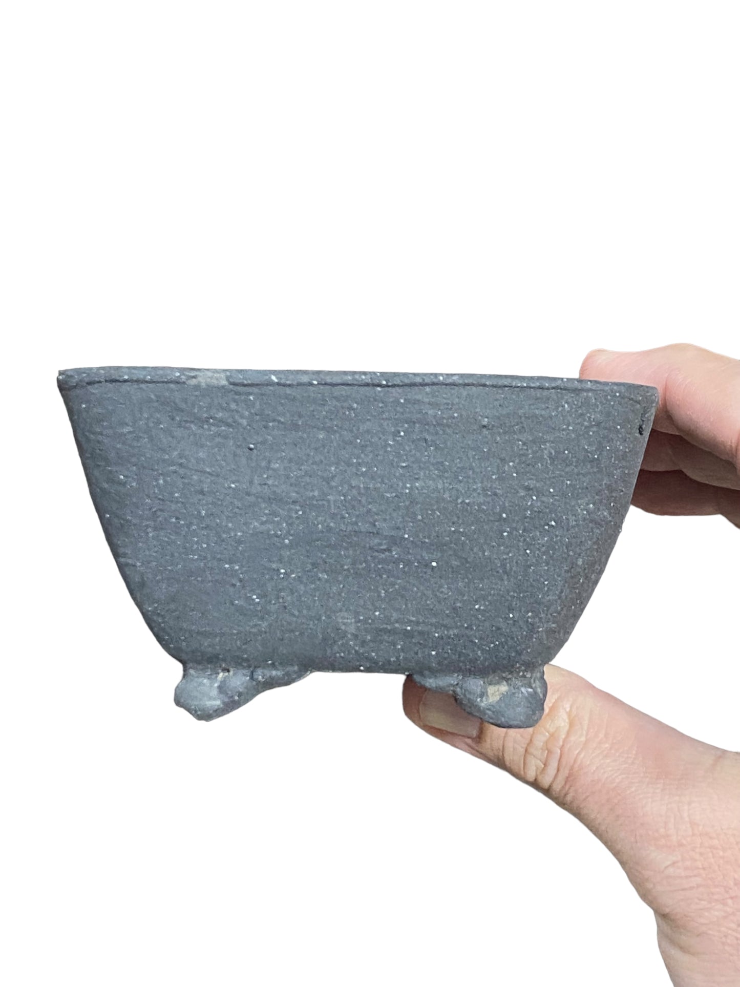 Heian Kosen - Unglazed Footed Square Bonsai Pot (4-1/4" wide)