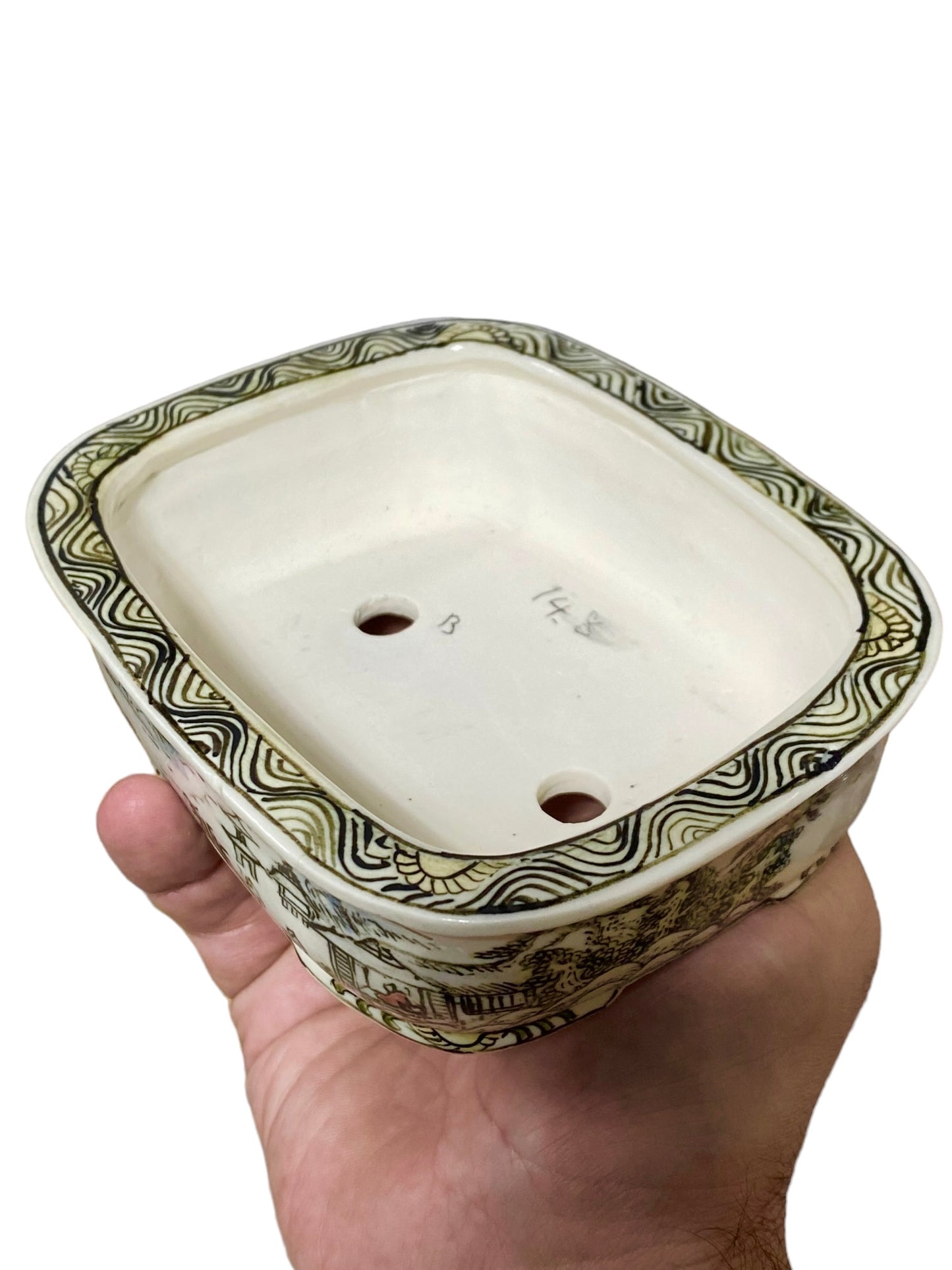 Joshu Katsuyama - Stellar Multi-Scene Painted Bonsai Pot (5-13/16" wide)