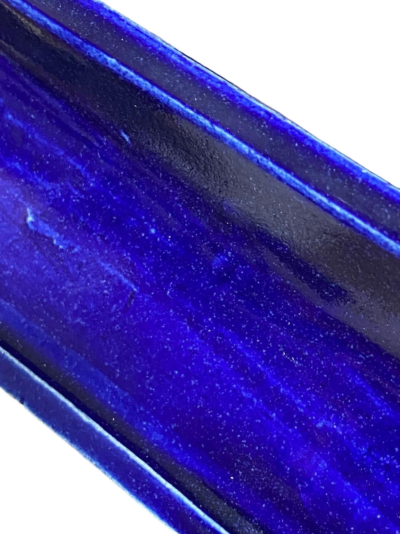 Fukuda Keiun - Blue Glazed Rectangle Bonsai Pot (6-3/8" wide)