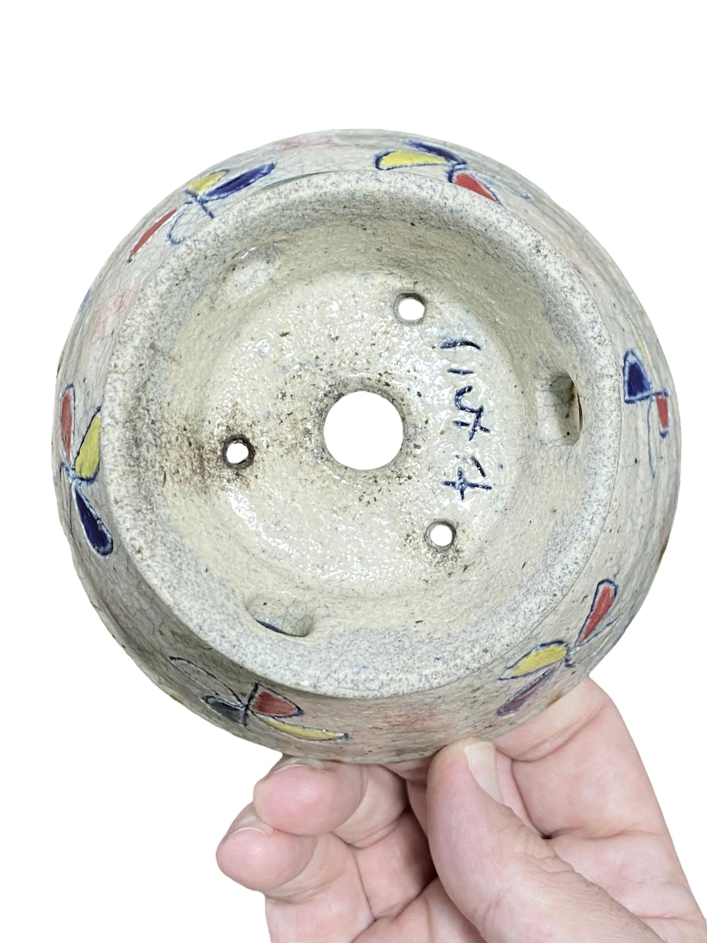 Bunzan - Large Crackle Glazed Round Bowl Bonsai or Accent Pot (5" wide)