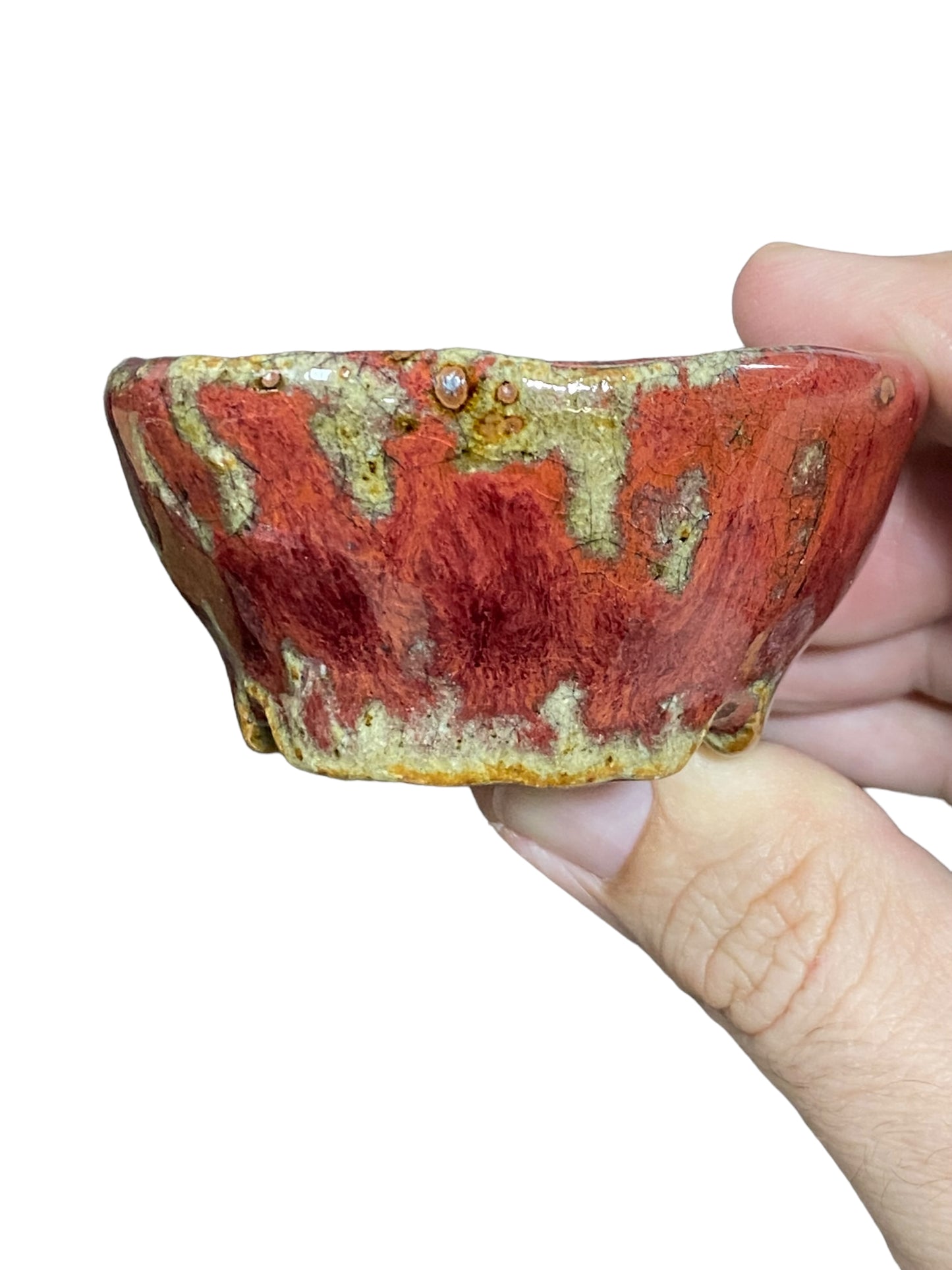 Bunzan - Crackle Glazed Round Bonsai or Accent Pot (2-3/4" wide)