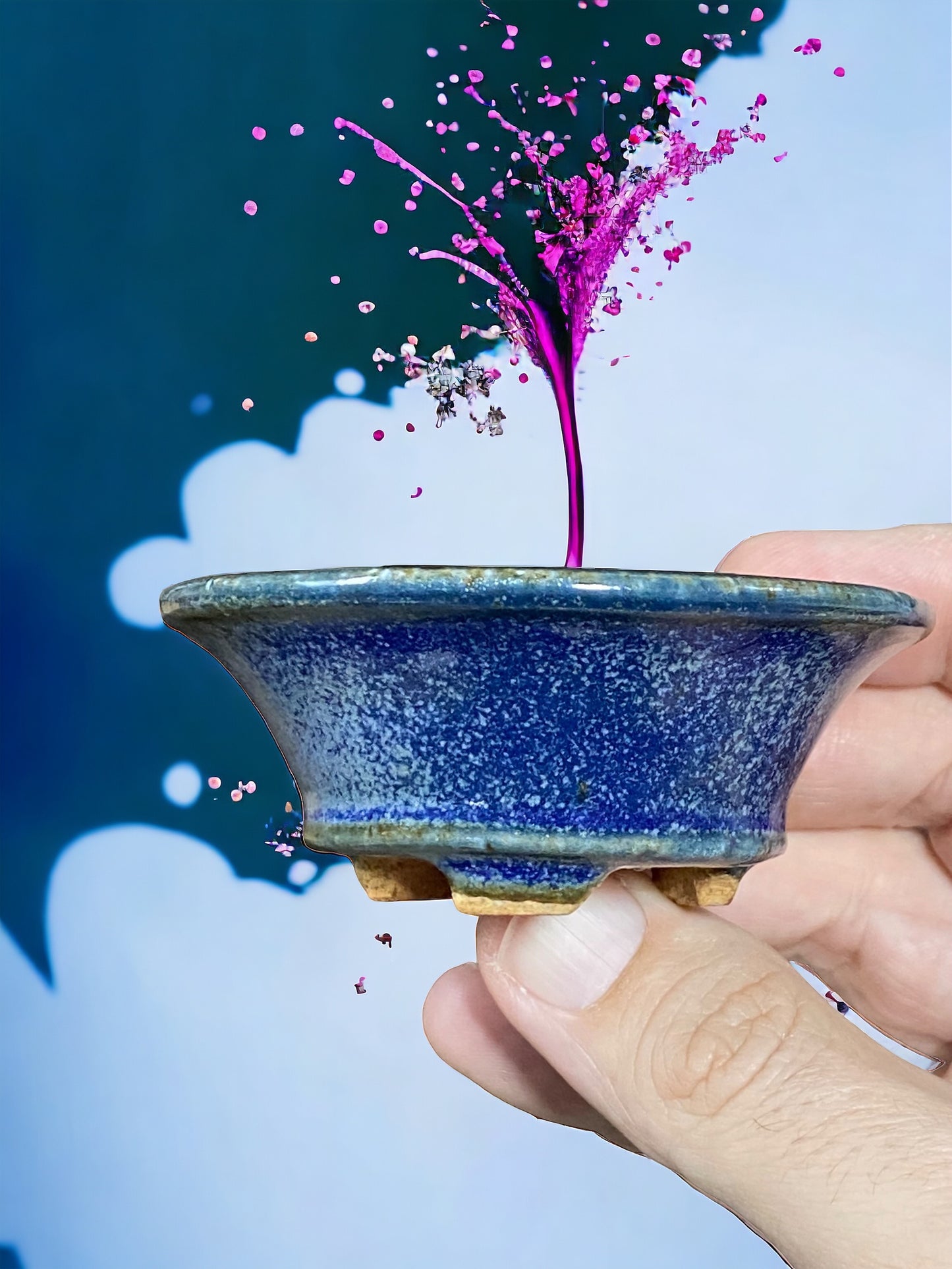 Hattori - Rare Mame Periwinkle Footed Round Bonsai Pot (3-3/16" wide)