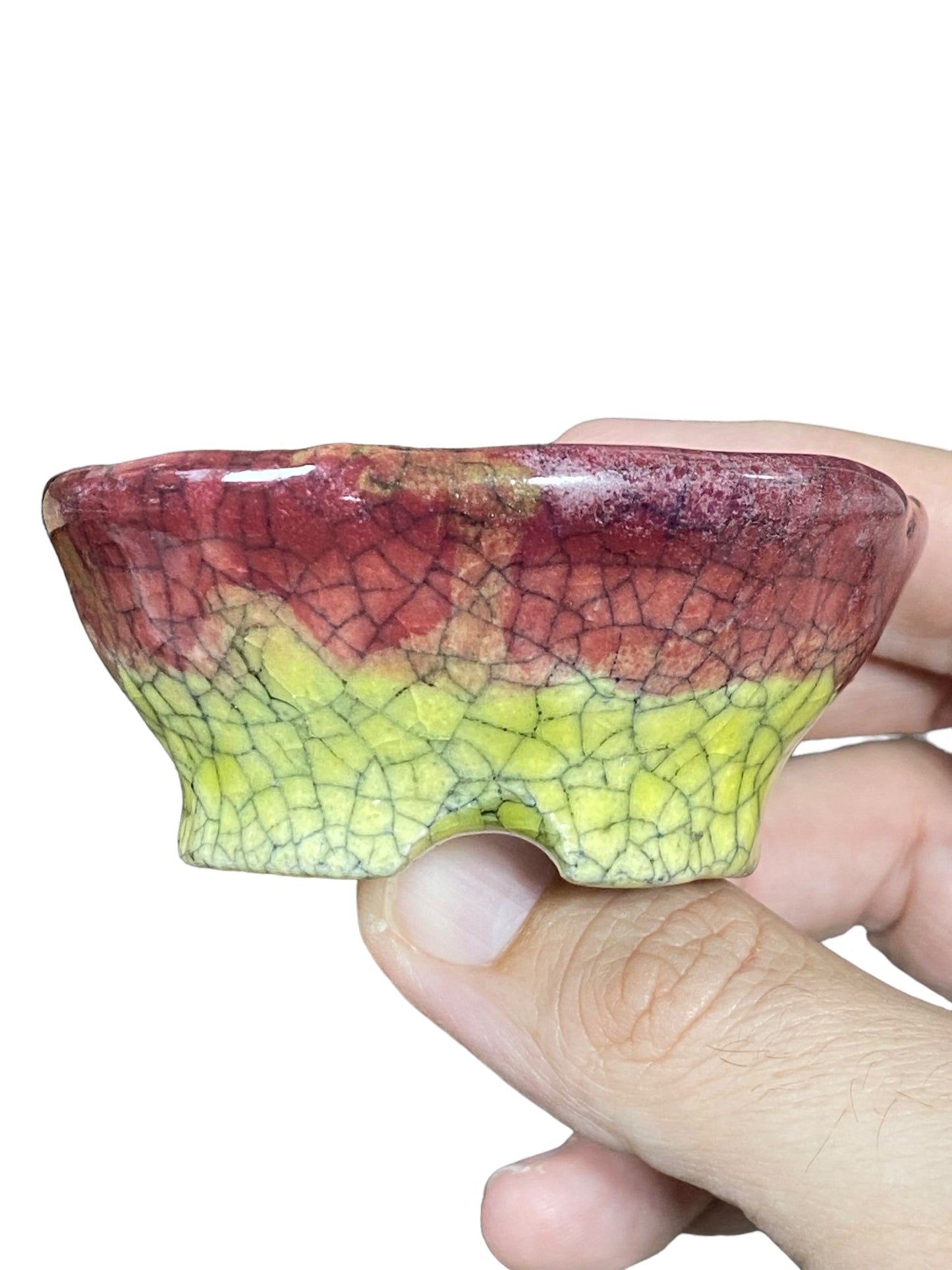 Bunzan - Crackle Glazed Round Bonsai or Accent Pot (2-3/4" wide)