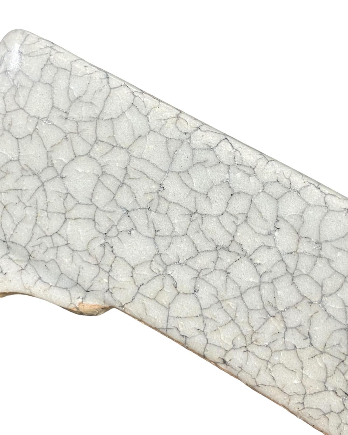 Shibakatsu - White Crackle Glazed Rectangle Style Bonsai Pot (4-15/16” wide)