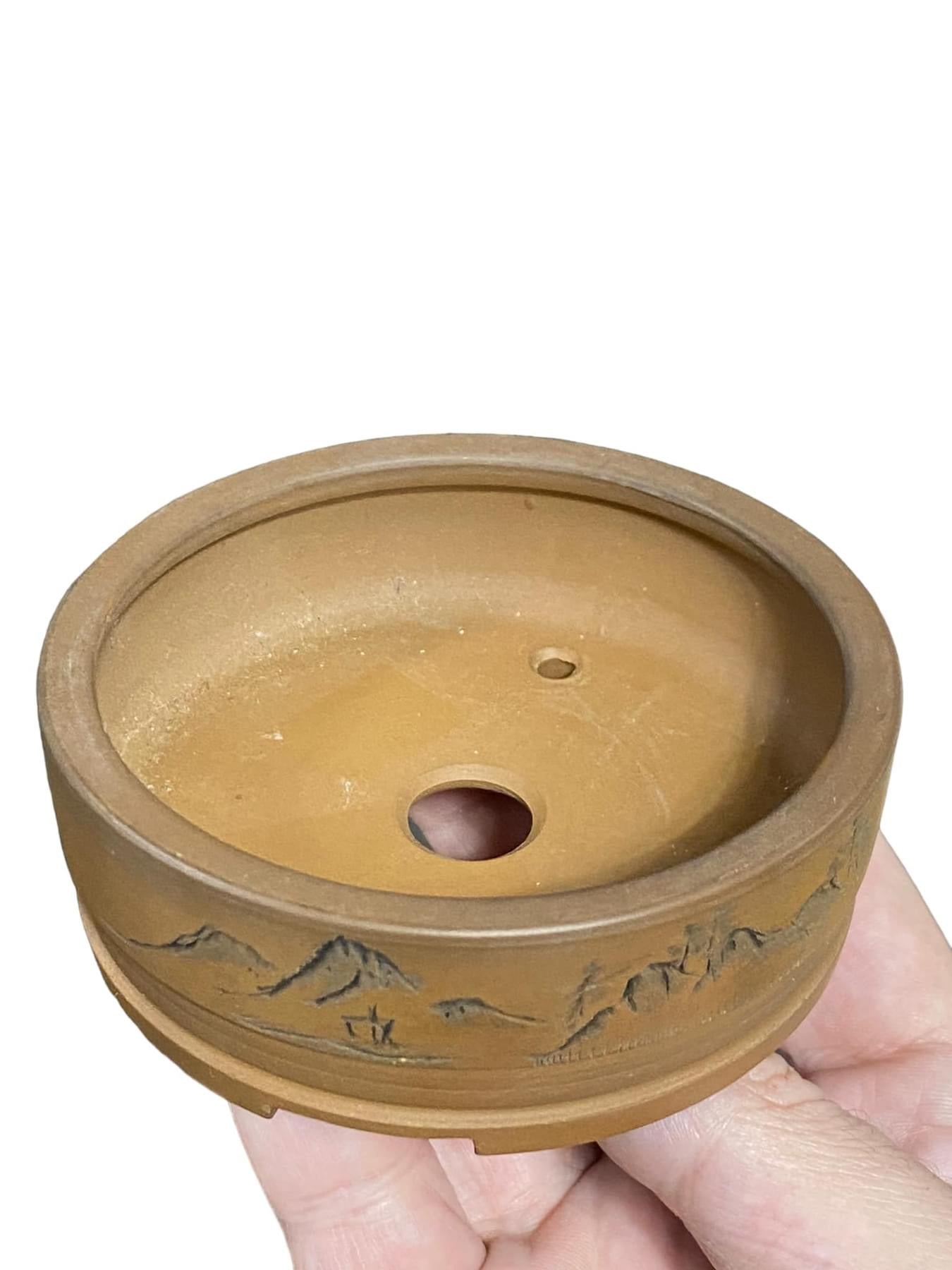 Bigei - Etched Round Style Bonsai Pot