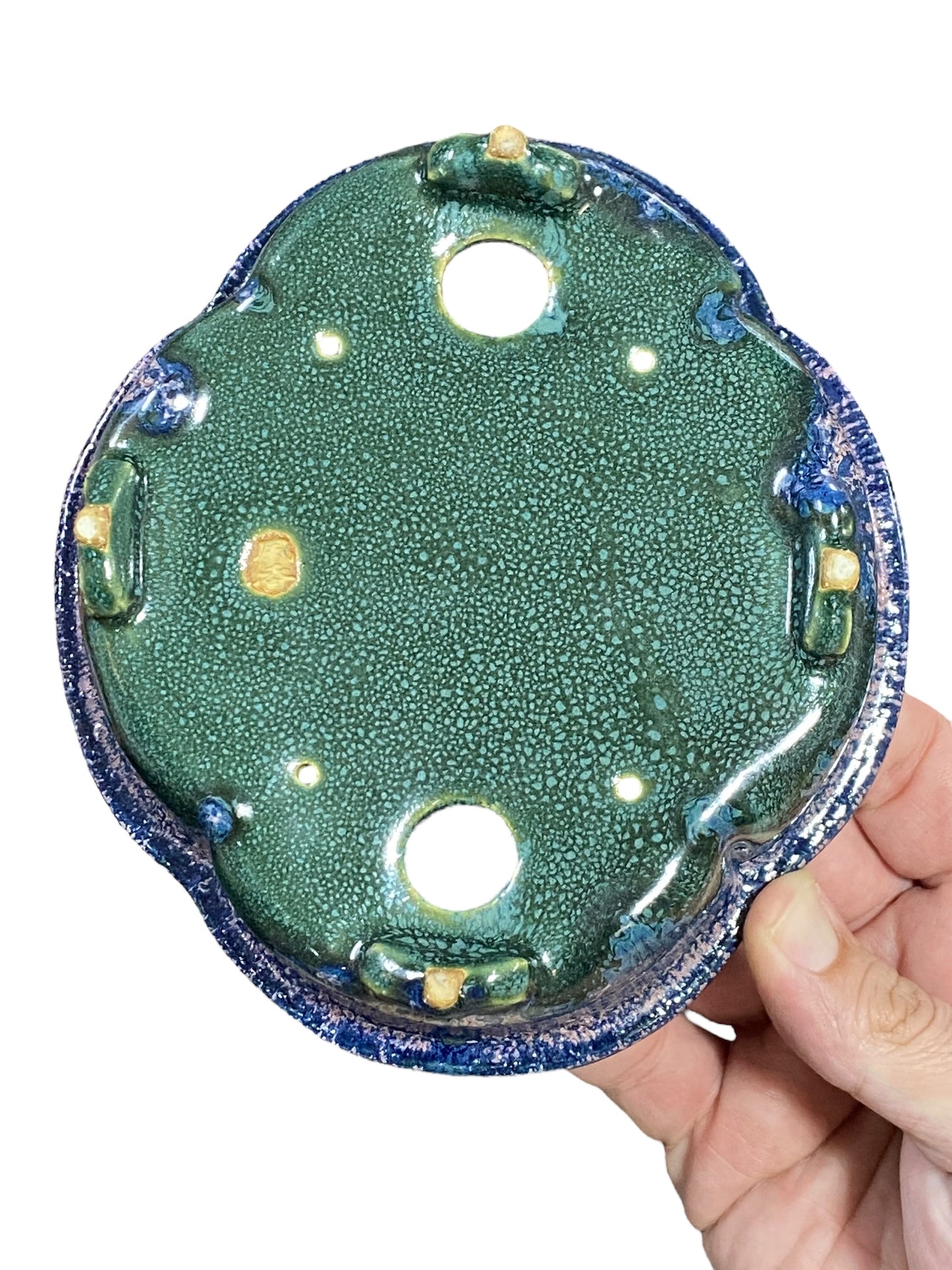 Kiyoshi Kiowai “Fuka” - Exquisitely Glazed Mokko Bonsai Pot (6-1/2” wide)