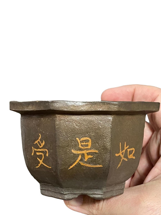 Youga - Rare Painted Hexagon Bonsai Pot