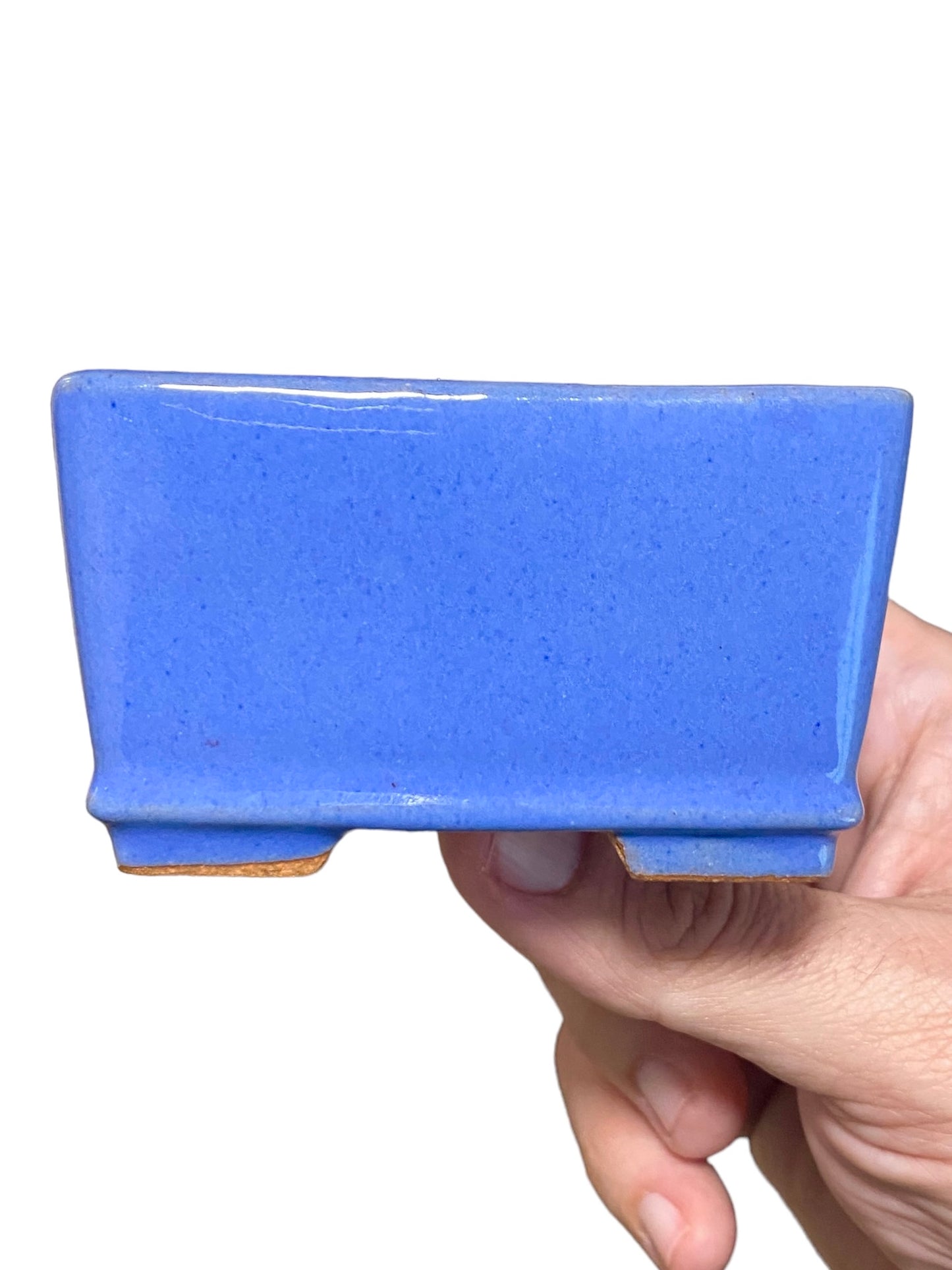Ikko - Blue Glazed Square Style Bonsai or Accent Pot (3-1/2” wide)