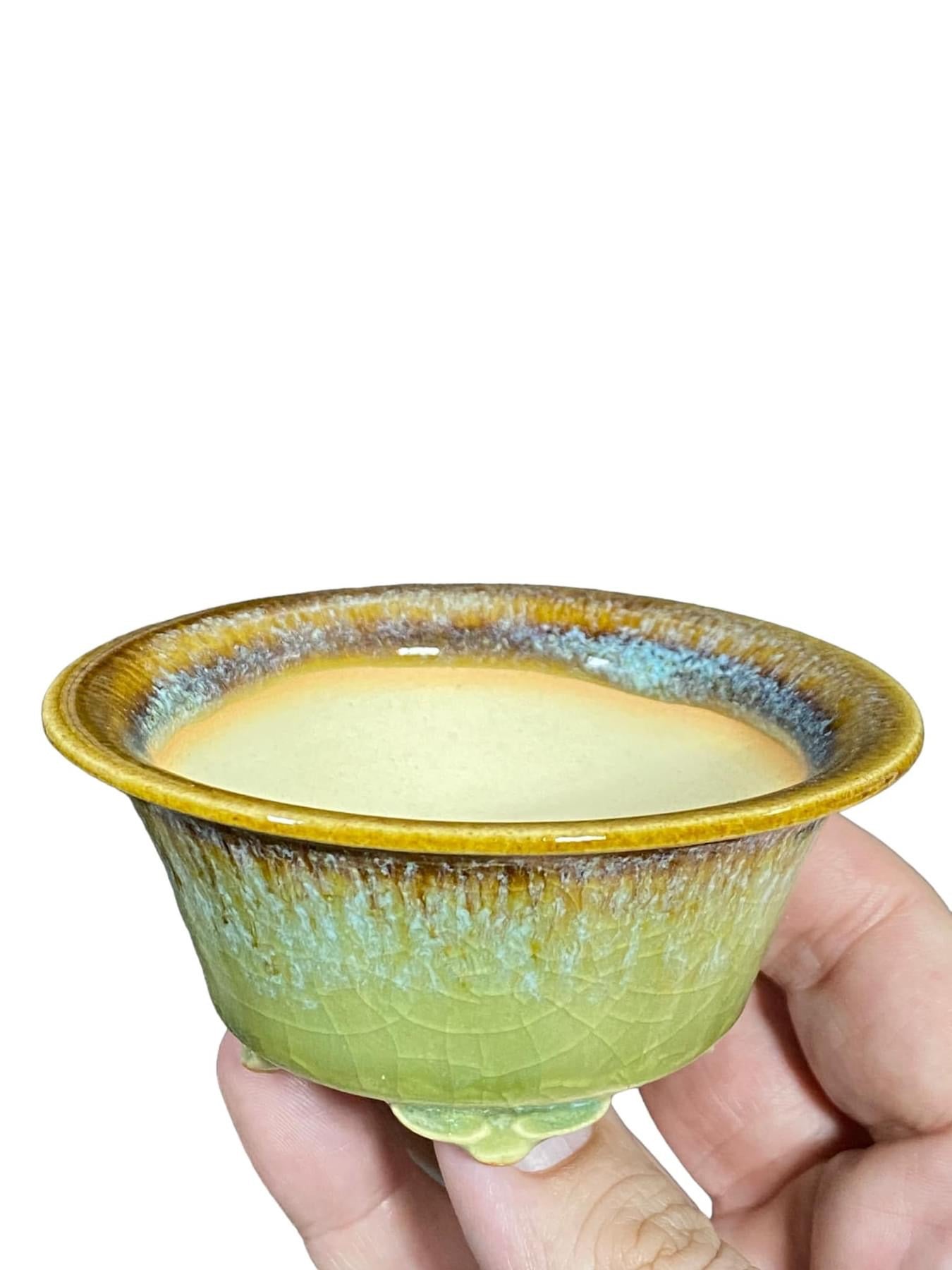Kiyoshi Kiowai “Fuka” - Stellar Glazed Bonsai Pot (3-13/16” wide)