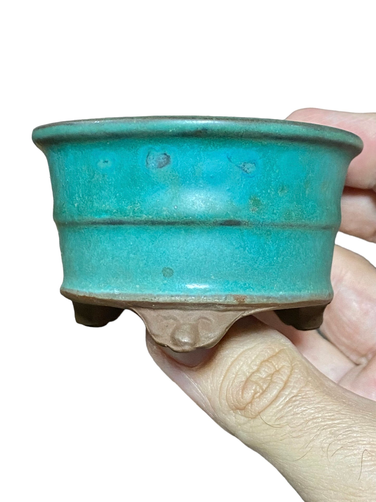 Tosui - Aged Footed Round Bonsai Pot (3" wide)