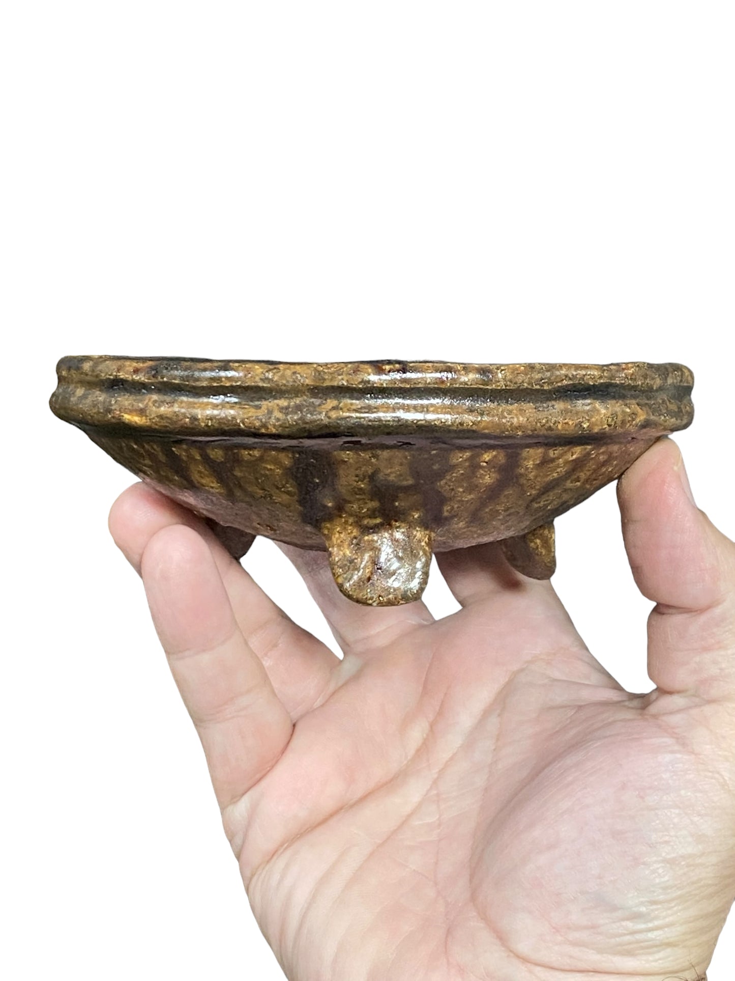 Bunzan - Glazed Footed Shallow Bowl Bonsai or Accent Pot (5-1/2" wide)