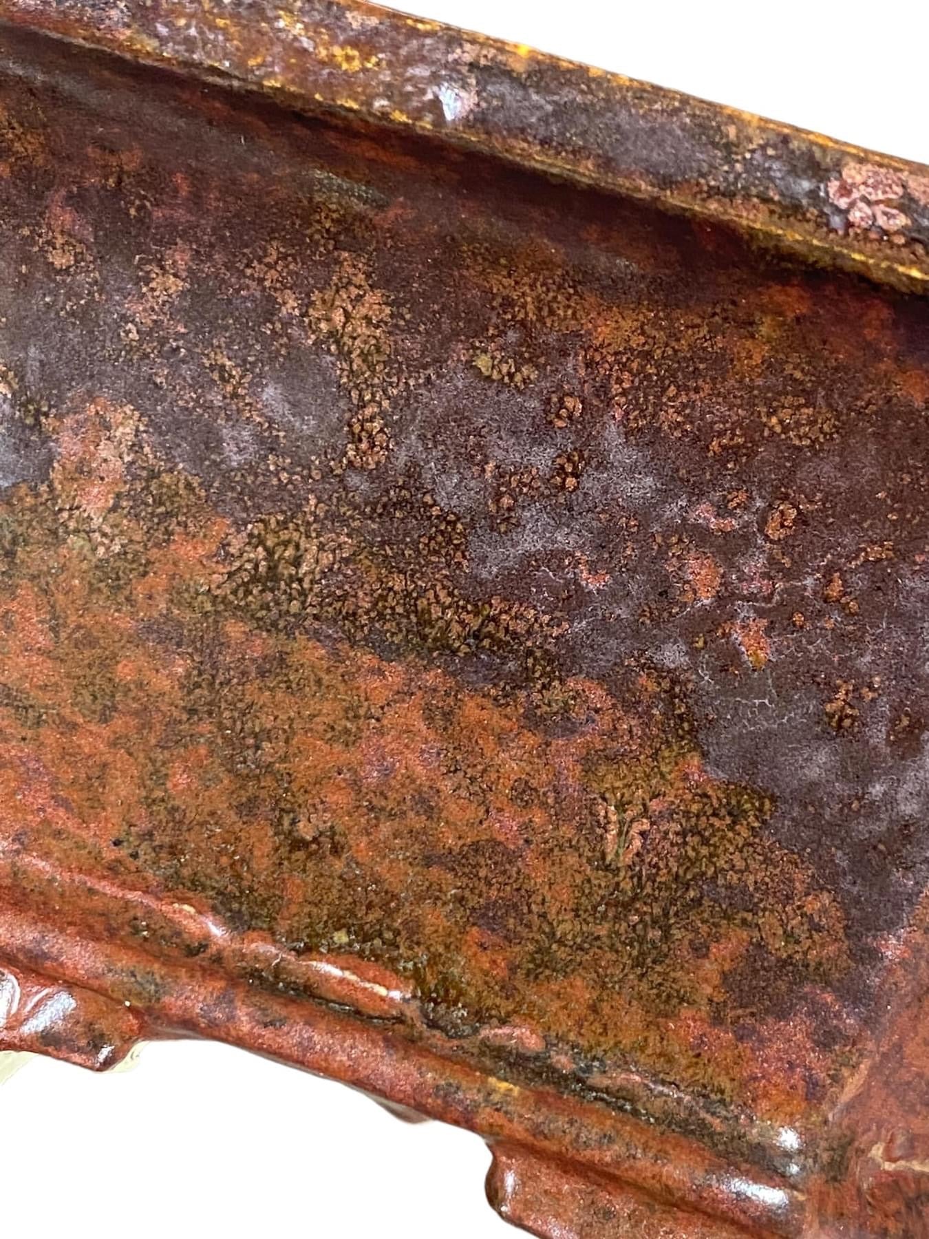 Fukuda Keiun - Crimson Glazed Hexagon Bonsai Pot (5-3/16" wide)