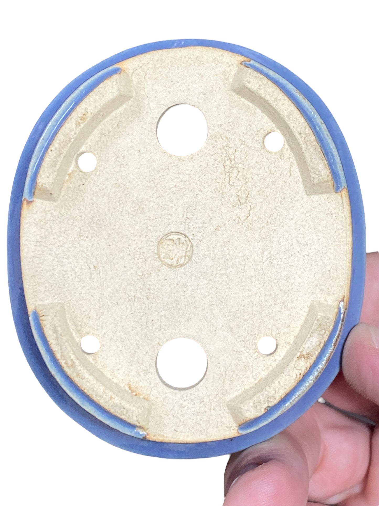 Eimei - Light Blue Glazed Oval Bonsai Pot (3-5/8" wide)