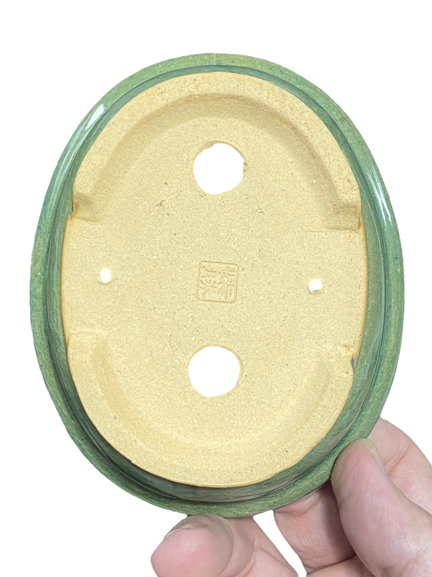 Shibakatsu - Stellar Crackle Glazed Oval Style Bonsai Pot (5" wide)