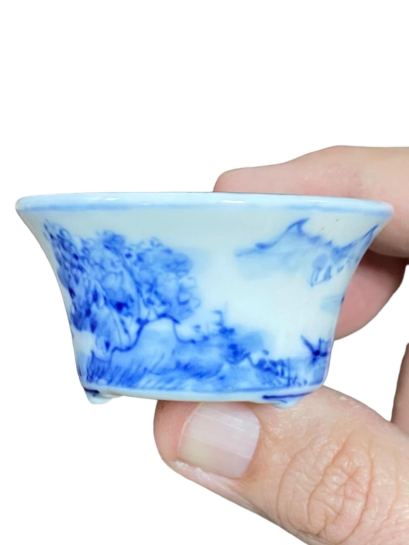 Setsuzan - Flared Mame Semi-Cascade Bonsai Pot (2-1/4" wide)