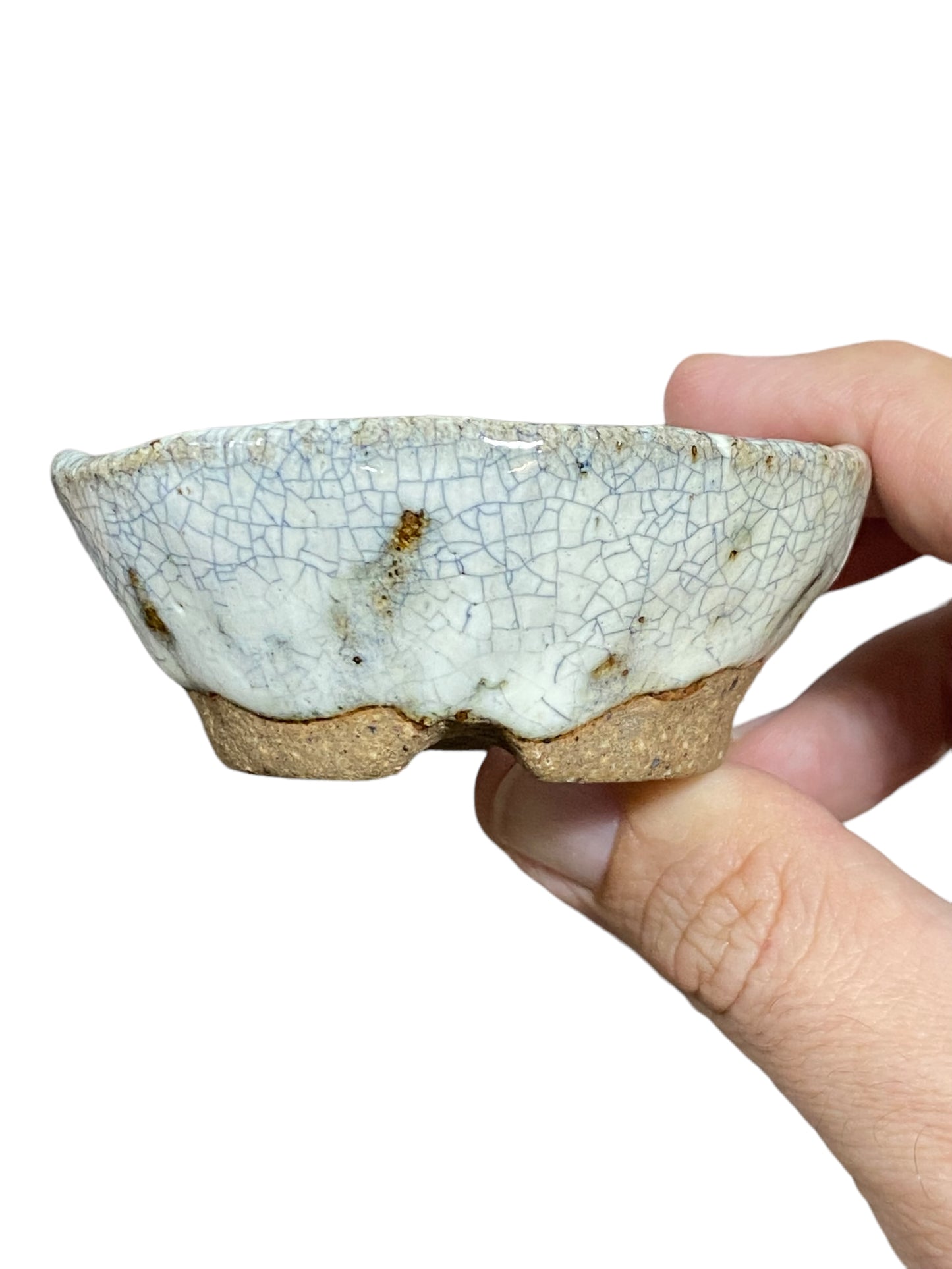 Bunzan - Crackle Glazed Round Bonsai or Accent Pot (2-3/4" wide)