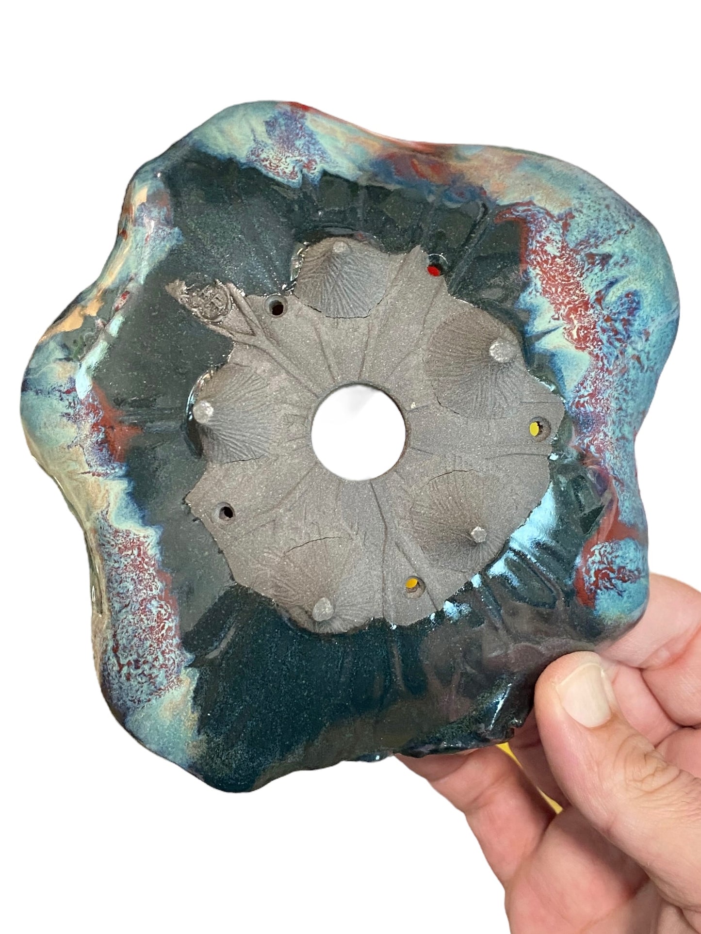 Masashi - Frog on a Glazed Bowl Bonsai or Accent Pot (5-3/4" wide)