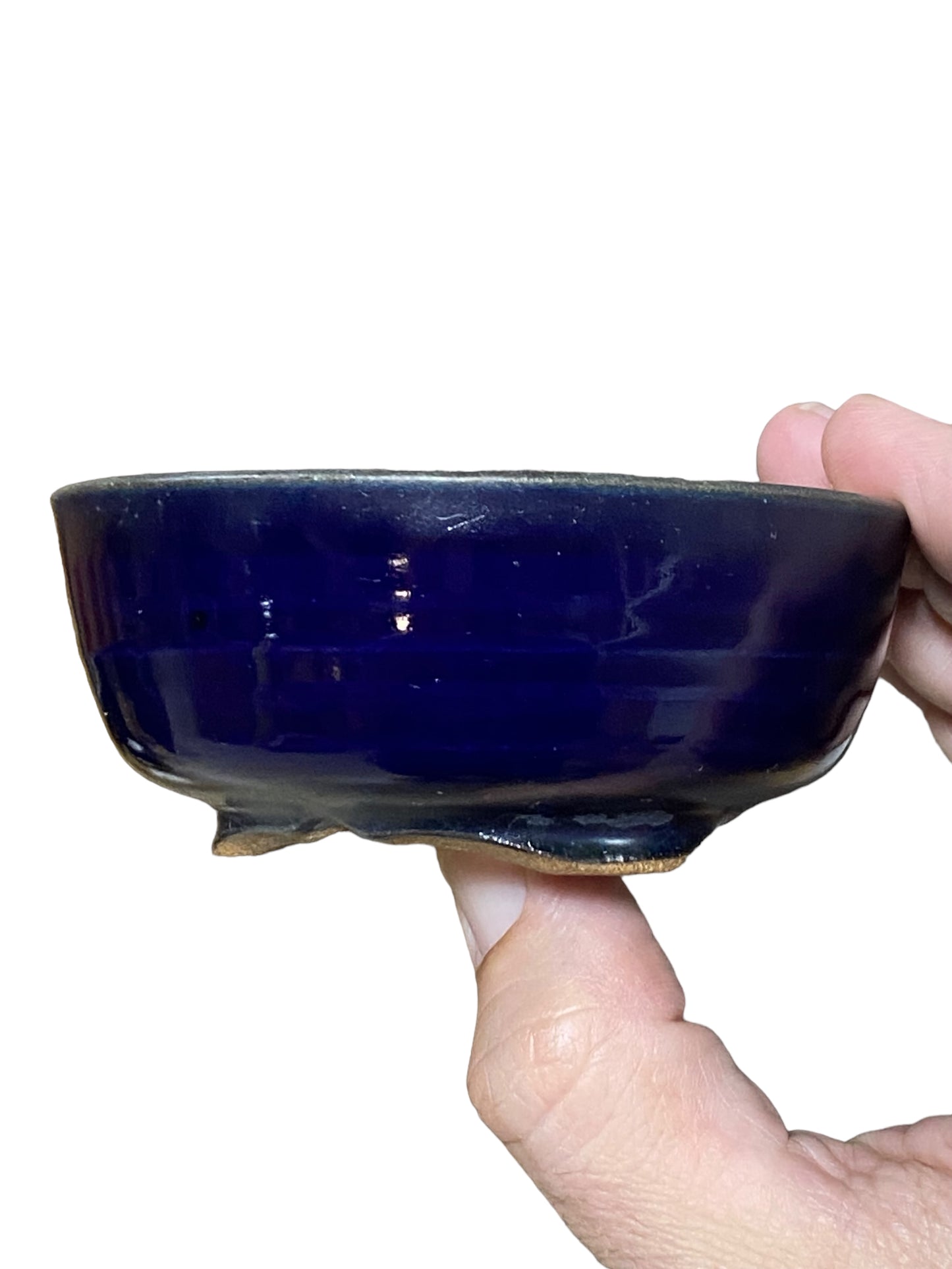 Isso - Ruri Blue Glazed Bowl Bonsai or Accent Pot (3-3/4" wide)