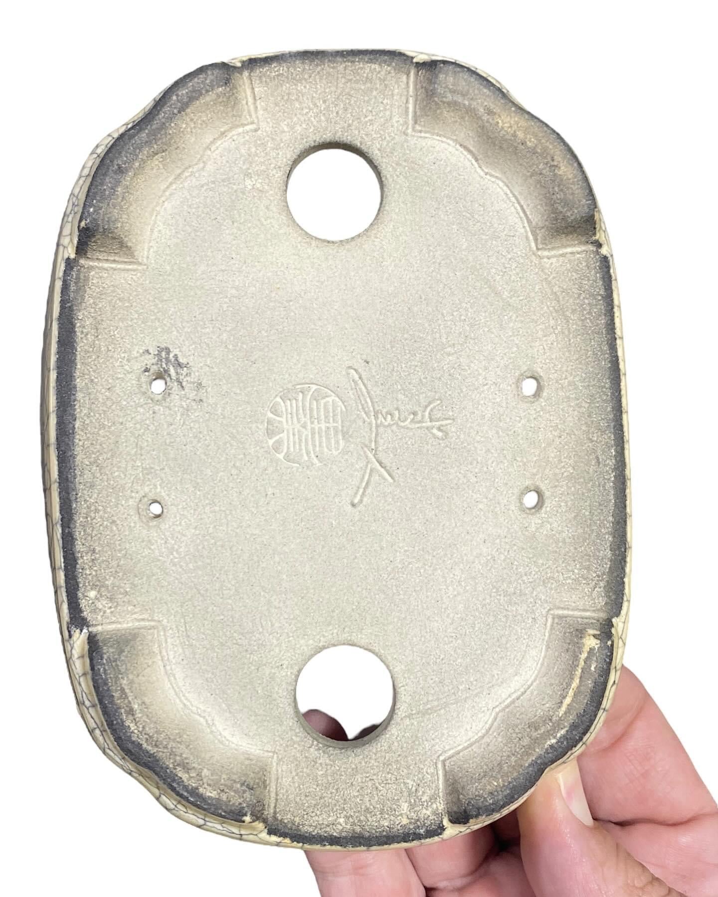 Satomi Terahata - Crackle Glazed Mokko Bonsai Pot (6-3/8” wide)