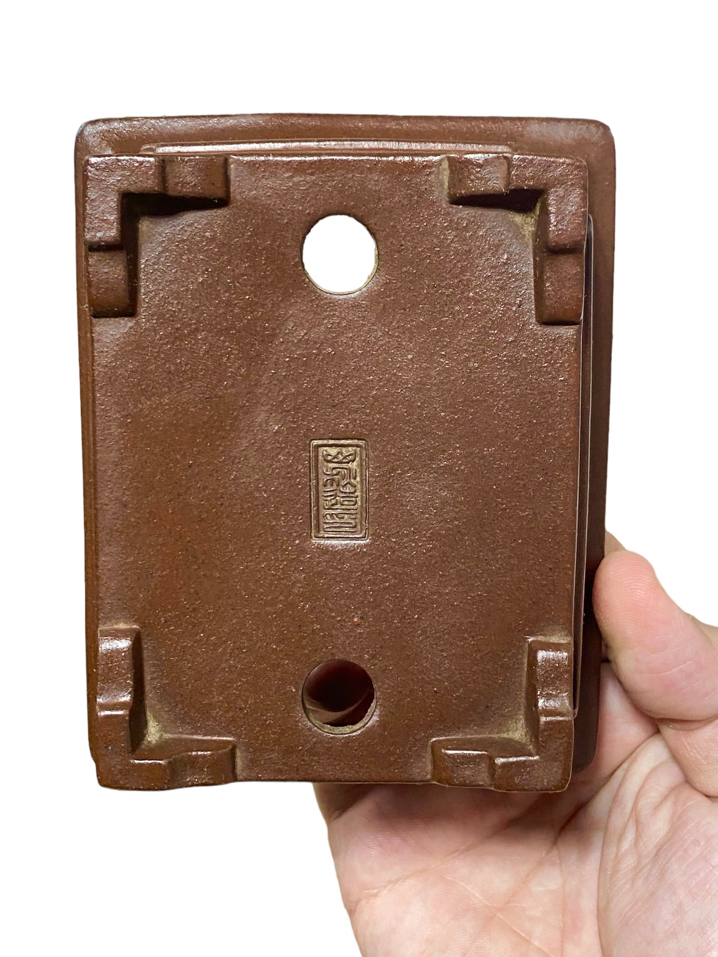 Yamaaki - Stellar Unglazed Footed Rectangle Bonsai Pot (5-1/8" wide)