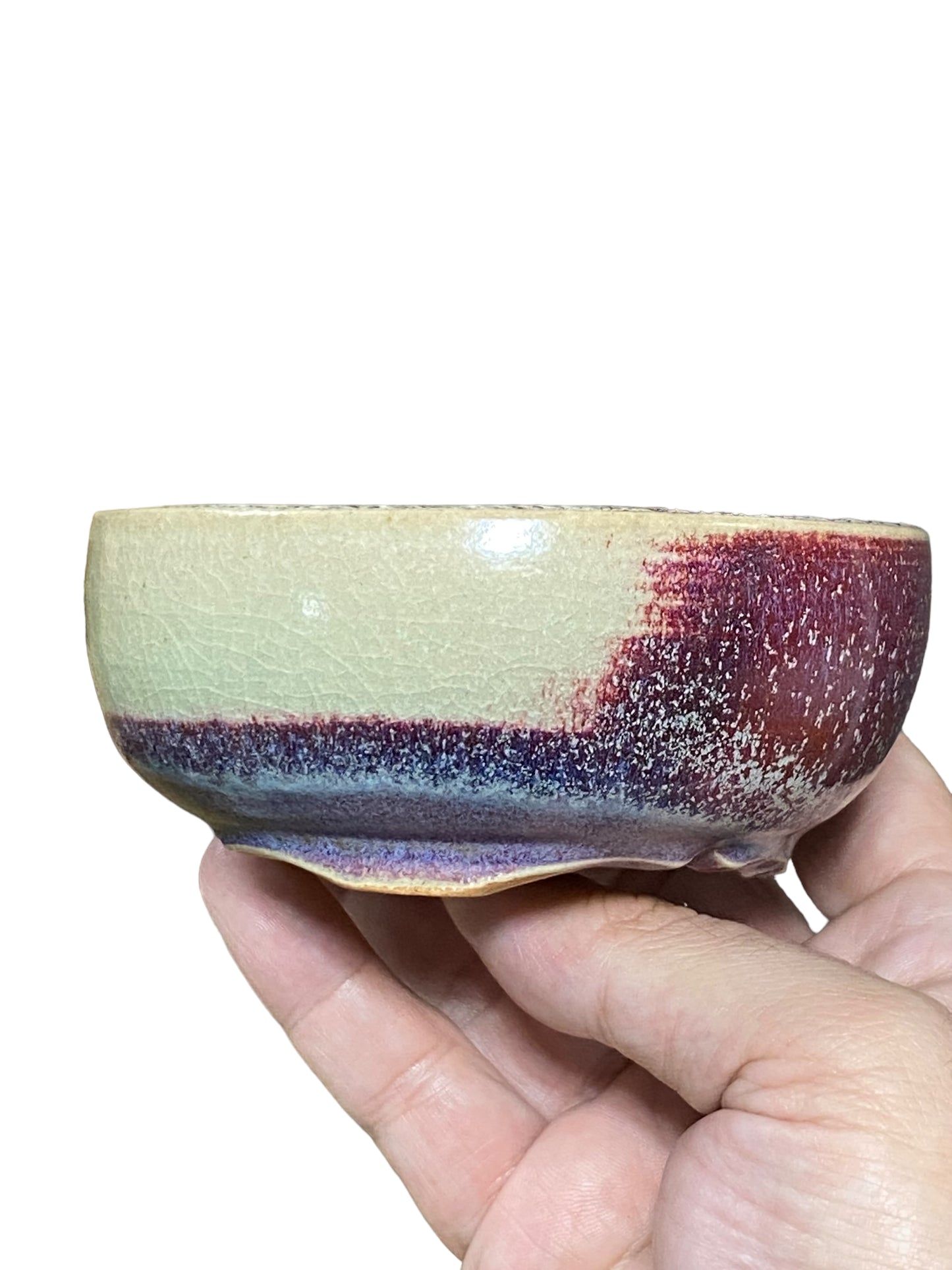Isso - Multicolor Glazed Bowl Bonsai or Accent Pot (4-3/8" wide)