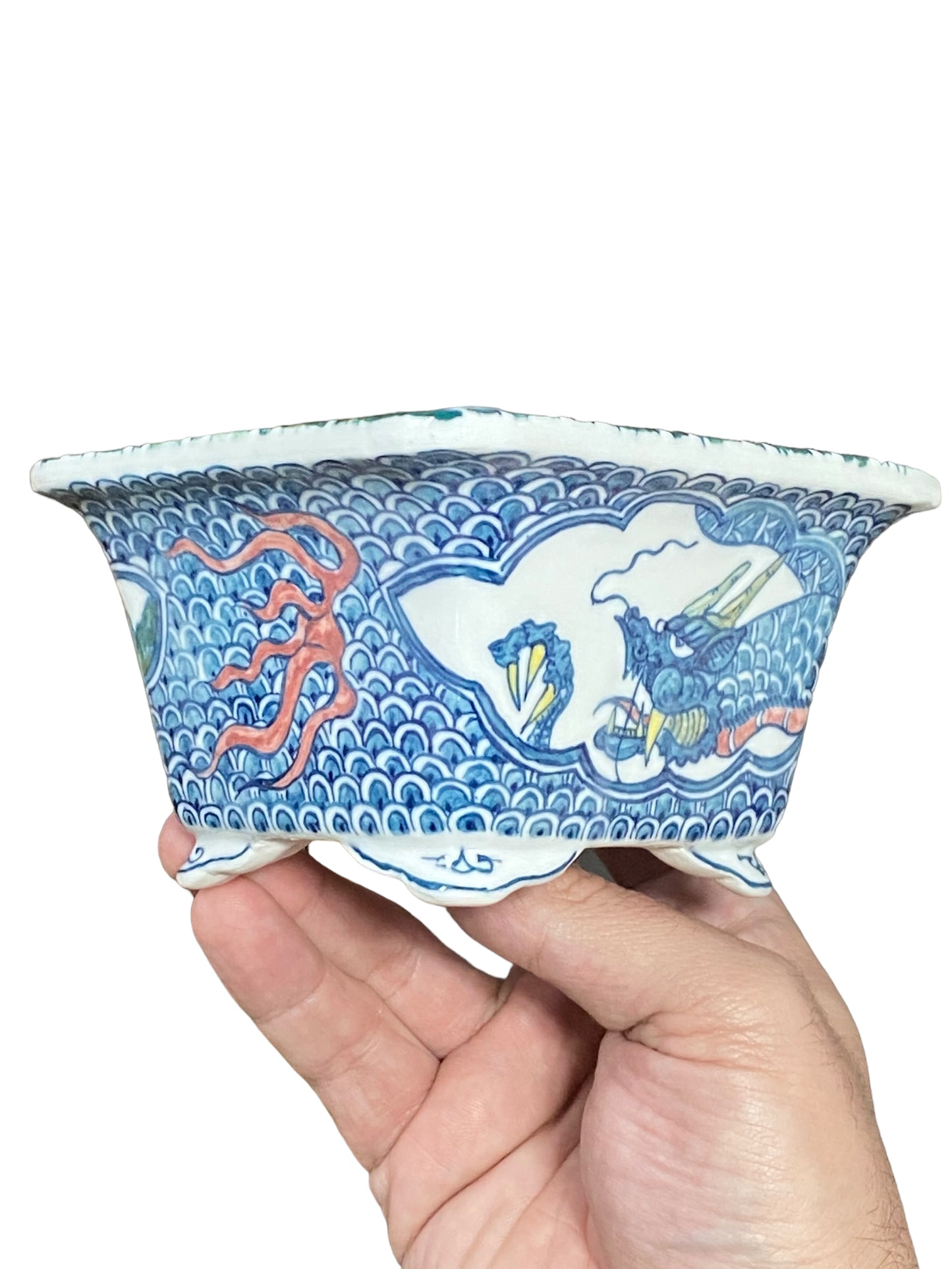 Shoseki and Shibakatsu Collab - Painted Bonsai Pot 4-7/8" wide)
