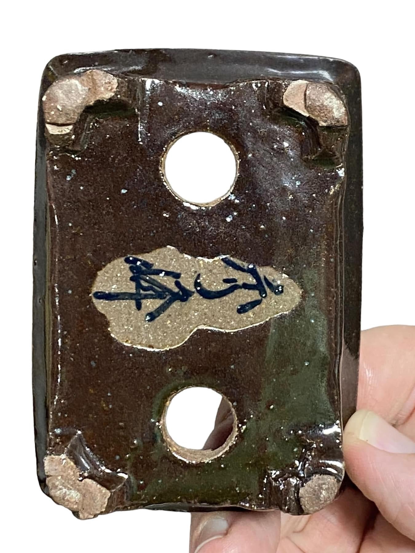 Shuho - Glazed Footed Rectangle Bonsai Pot (3-3/4" wide)