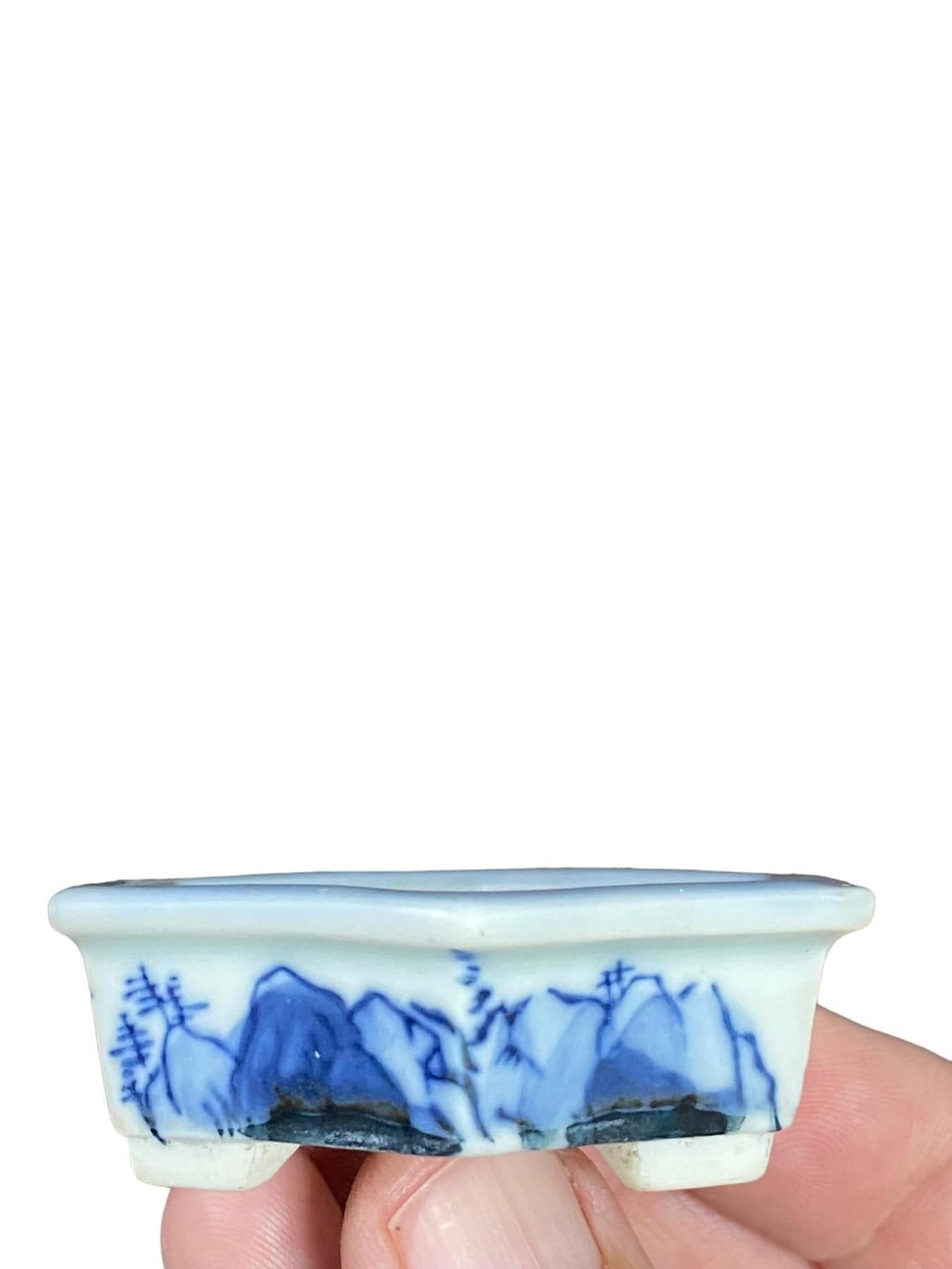 Marufuji - Mame Scenic Hexagon Bonsai Pot (2-1/4" wide)