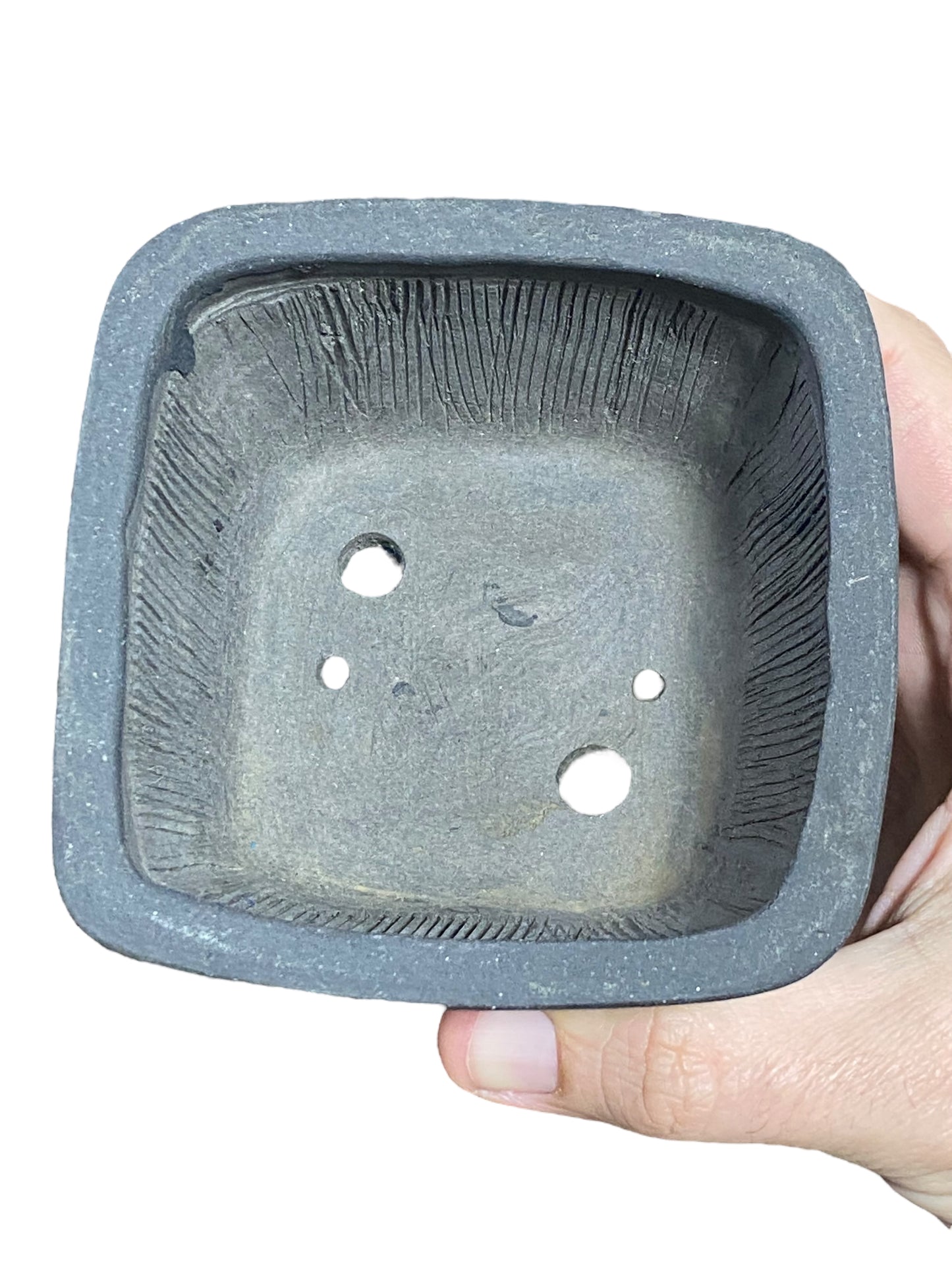 Heian Kosen - Unglazed Footed Square Bonsai Pot (4-1/4" wide)