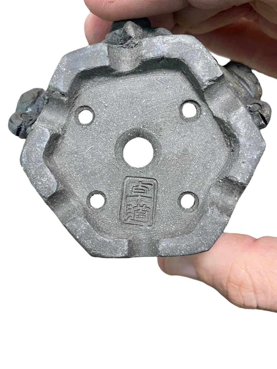 Takudo - Unglazed Turtles Mame Bonsai or Accent Pot (2-3/8" wide)