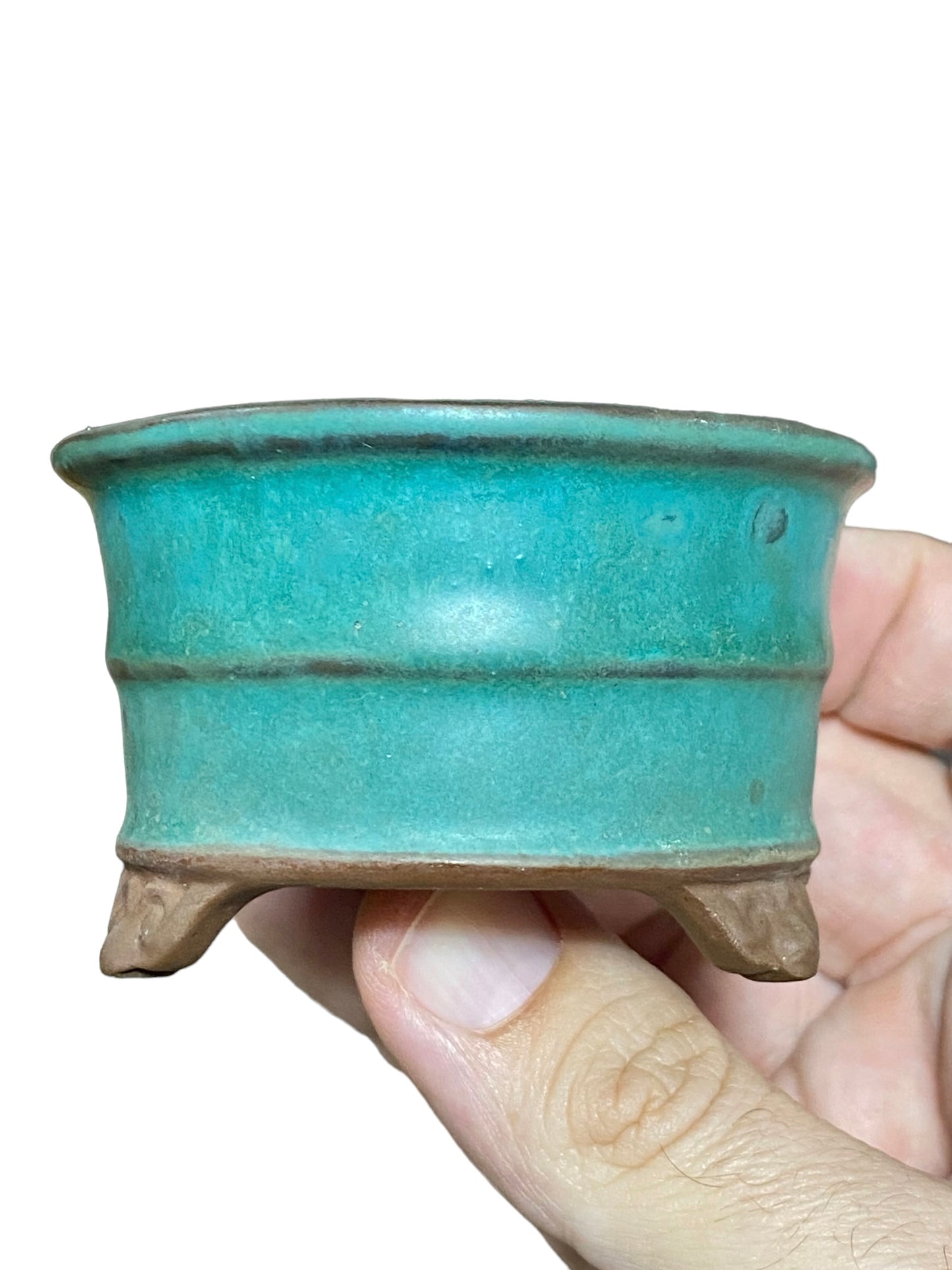 Tosui - Aged Footed Round Bonsai Pot (3" wide)