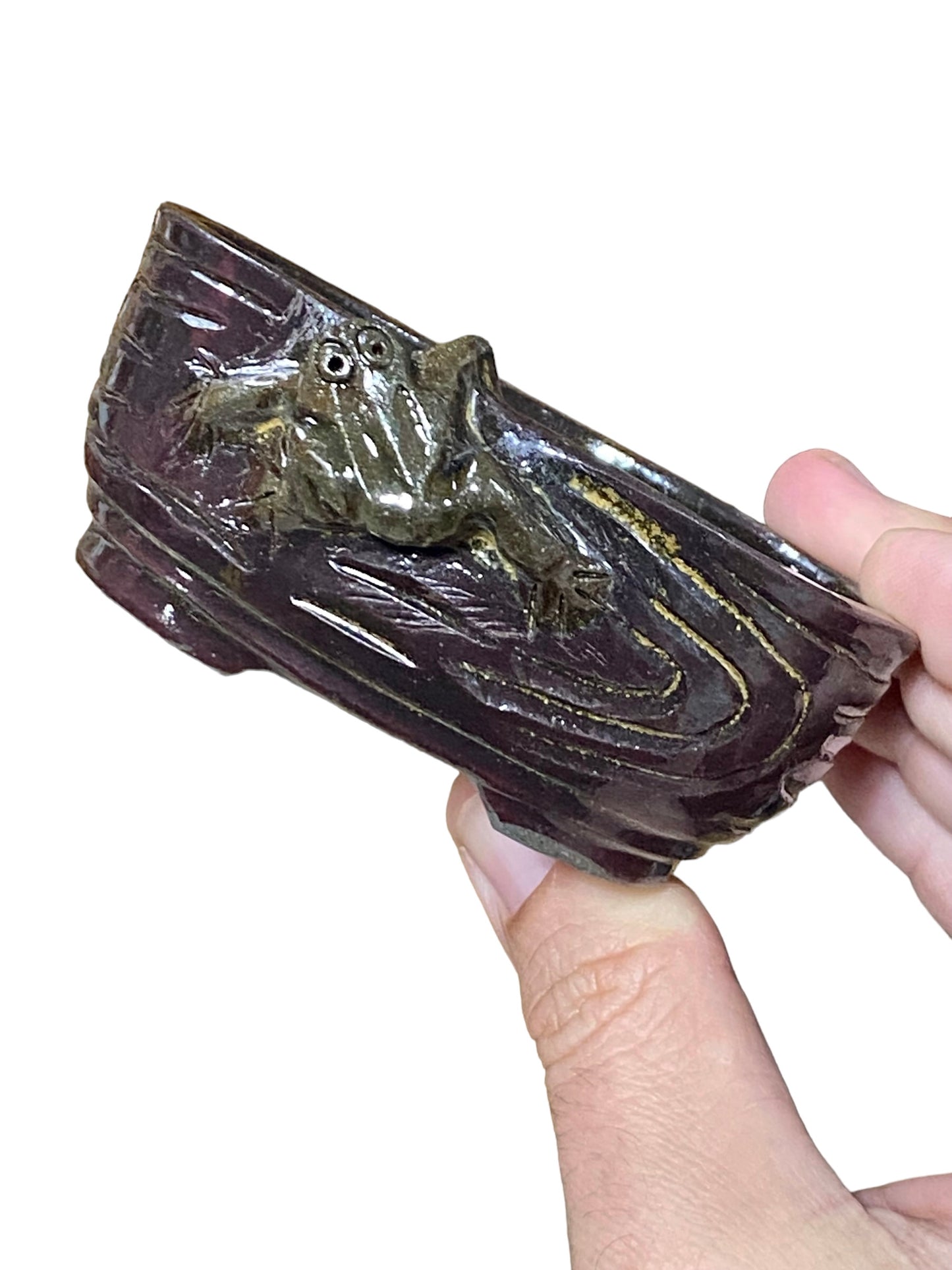 Takudo - Glazed Frog Mame Bonsai or Accent Pot (3-1/2" wide)