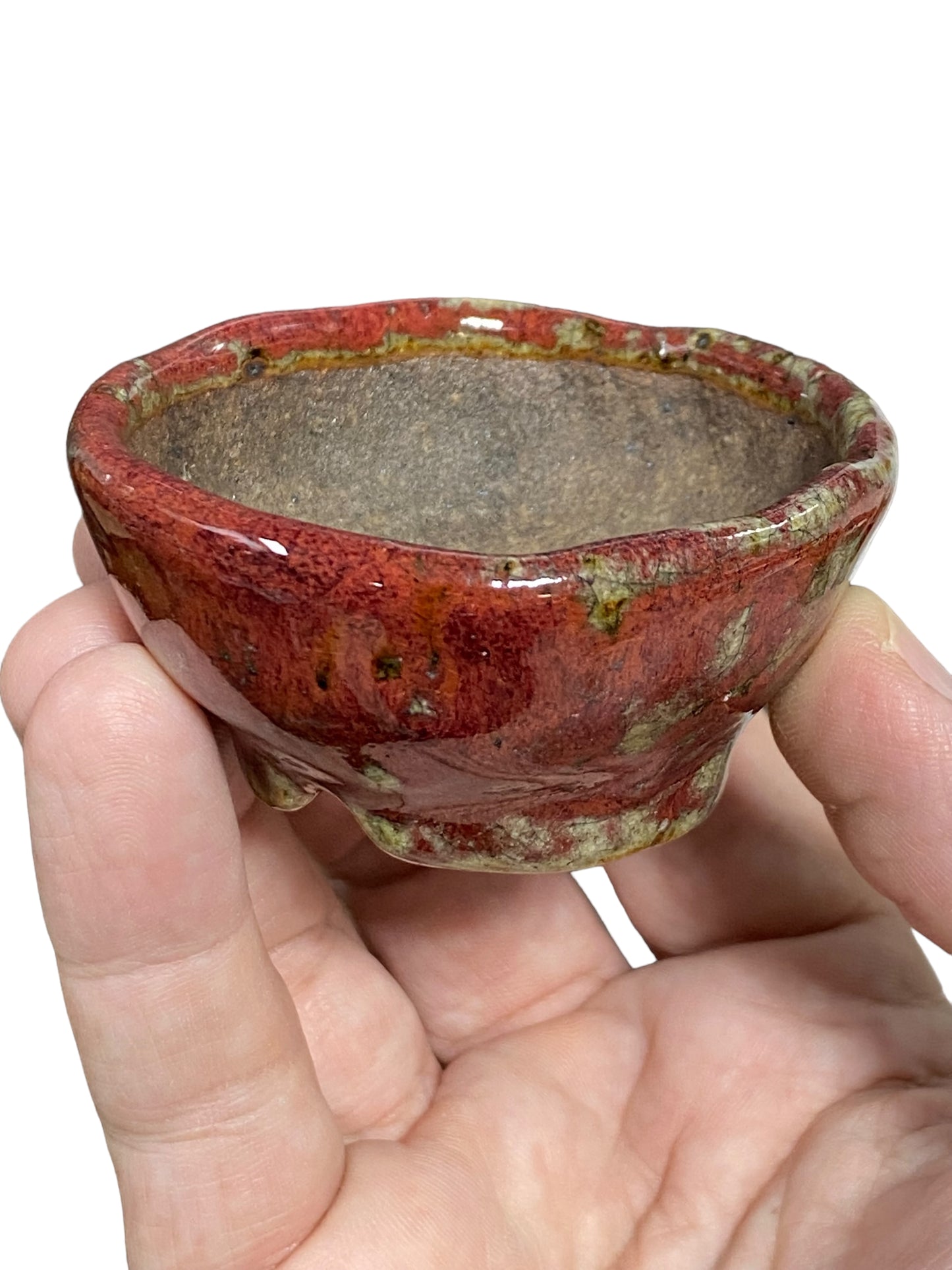 Bunzan - Crackle Glazed Round Bonsai or Accent Pot (2-3/4" wide)