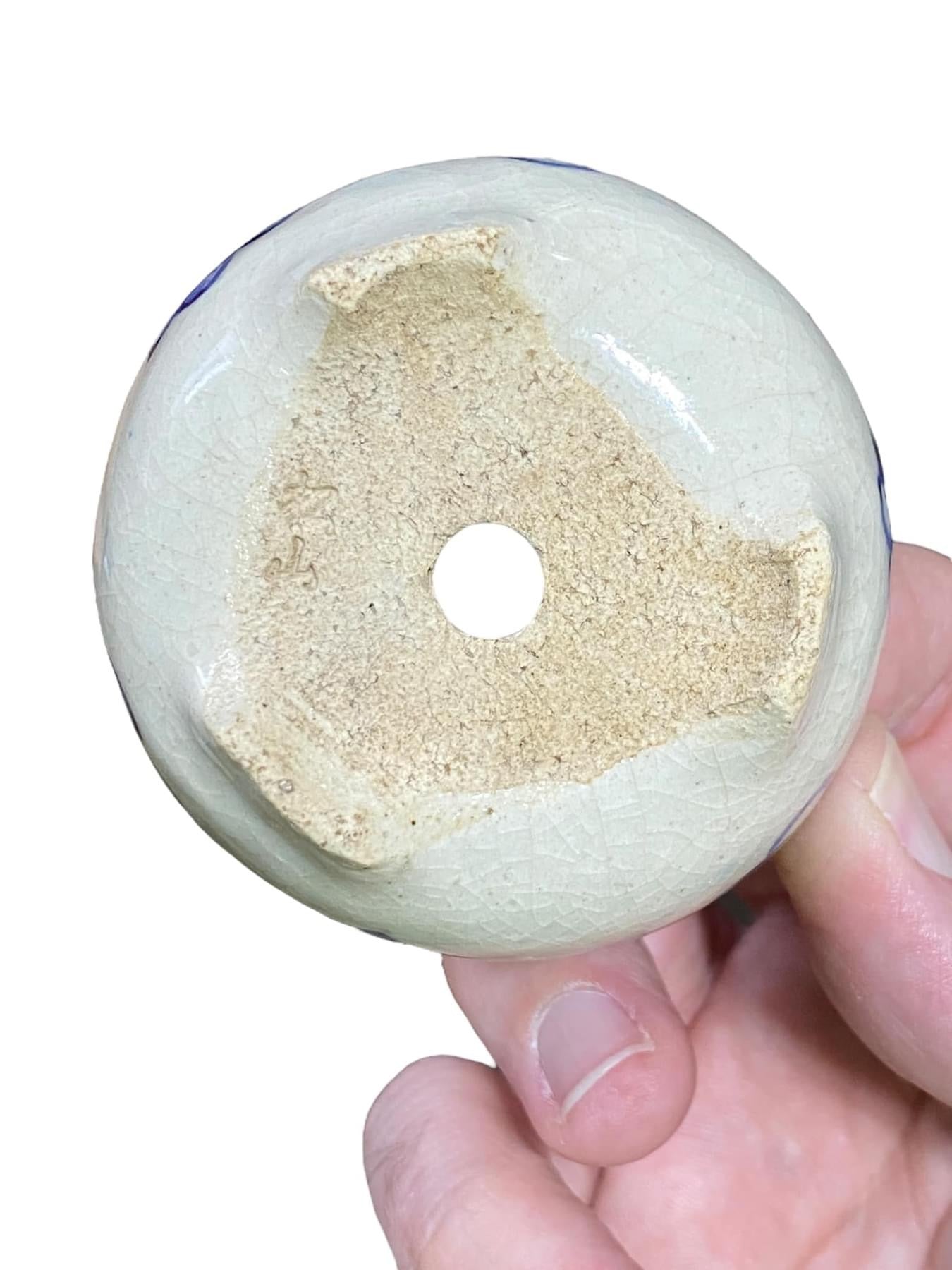 Mituyama - Crackle Glazed Hand Painted Bonsai Pot (2-11/16" wide)