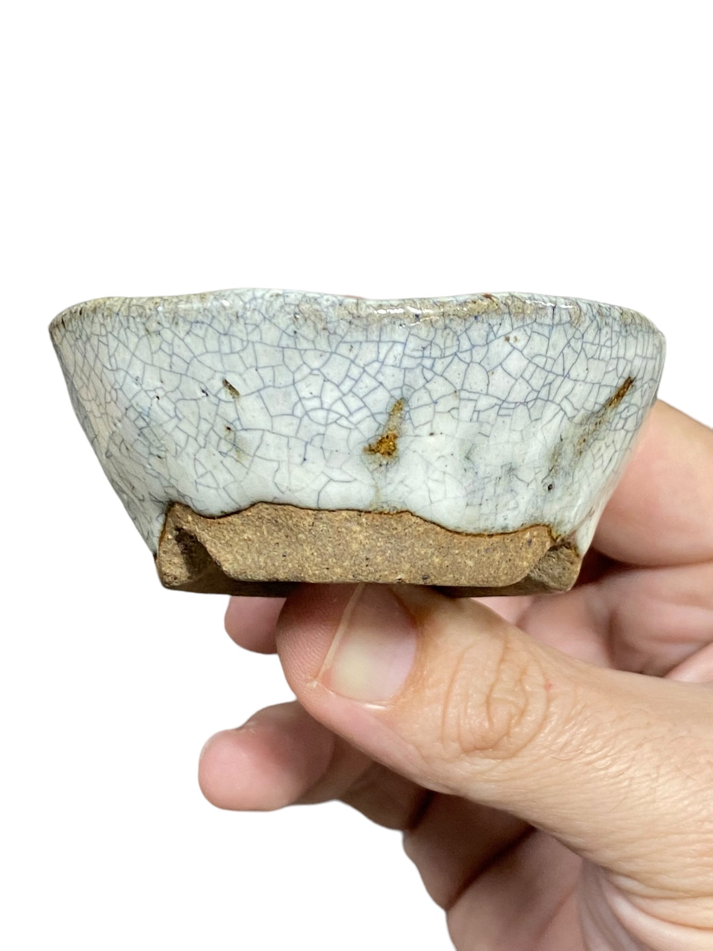 Bunzan - Crackle Glazed Round Bonsai or Accent Pot (2-3/4" wide)