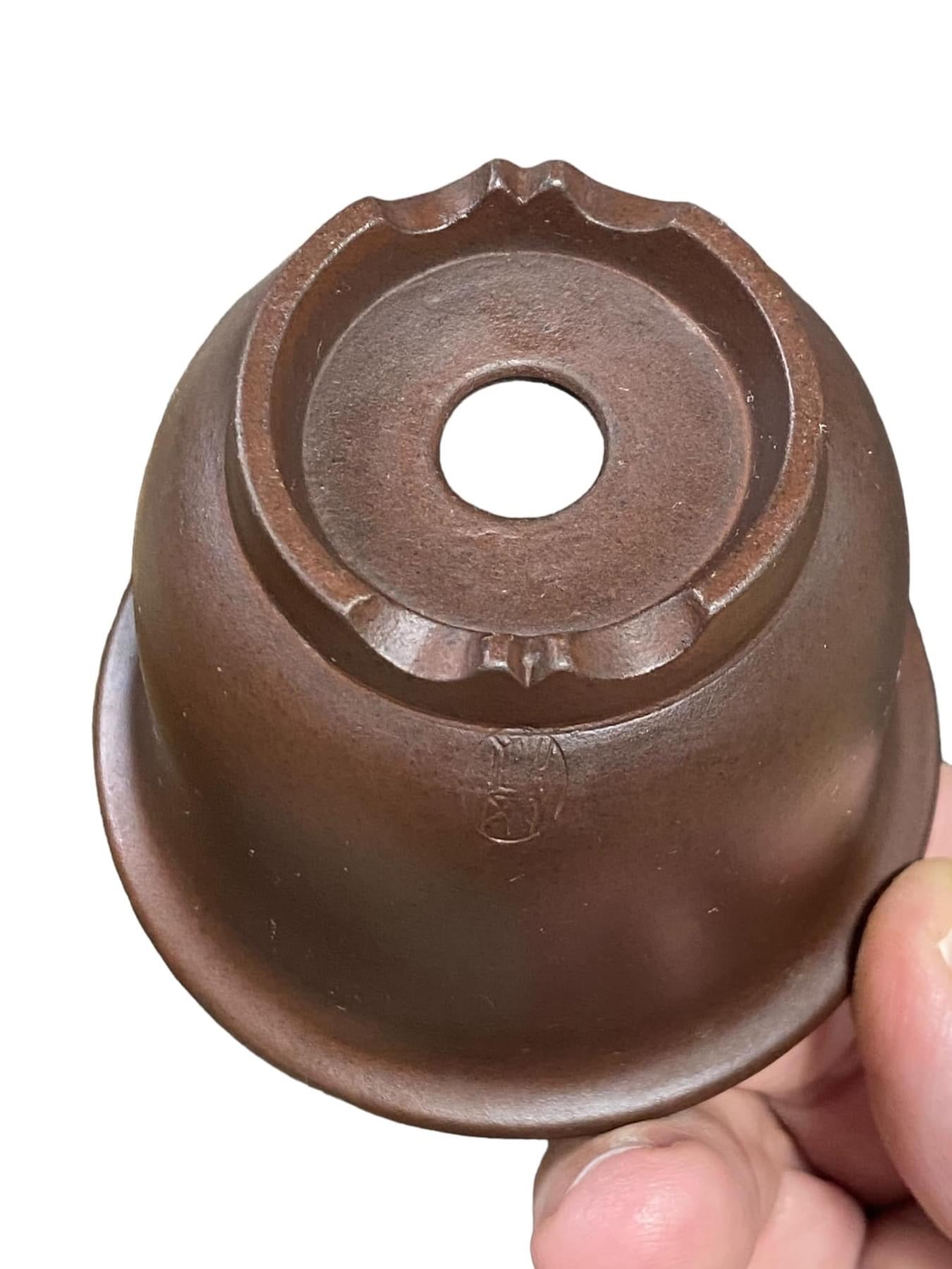 Yamaaki - Rare Small “Bell” Tulip Bonsai Pot with Patina (3-1/8" wide)