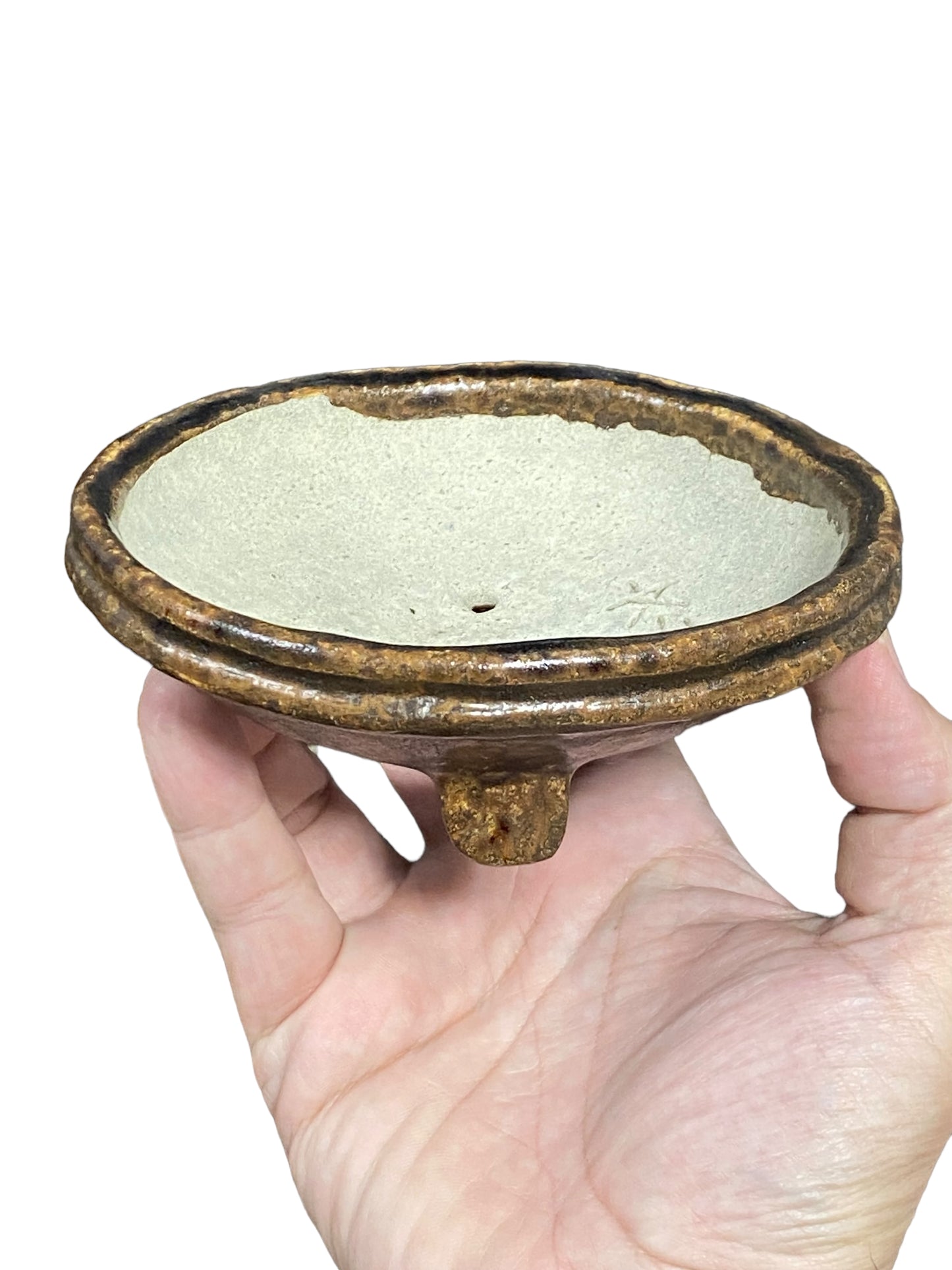 Bunzan - Glazed Footed Shallow Bowl Bonsai or Accent Pot (5-1/2" wide)