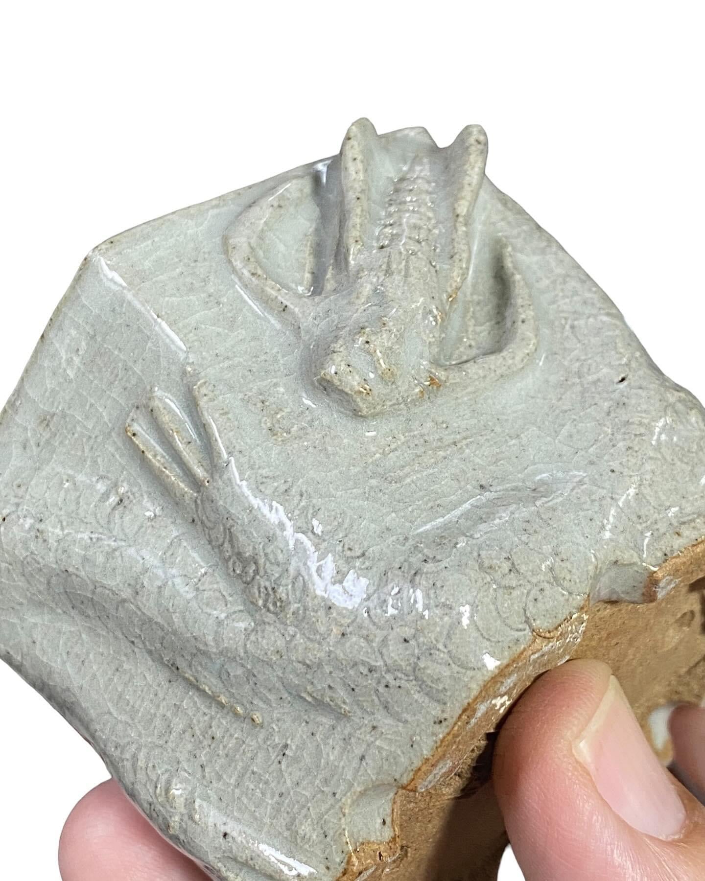 Takudo - Grey Glazed Dragon Mame Bonsai or Accent Pot (2-5/8” wide)