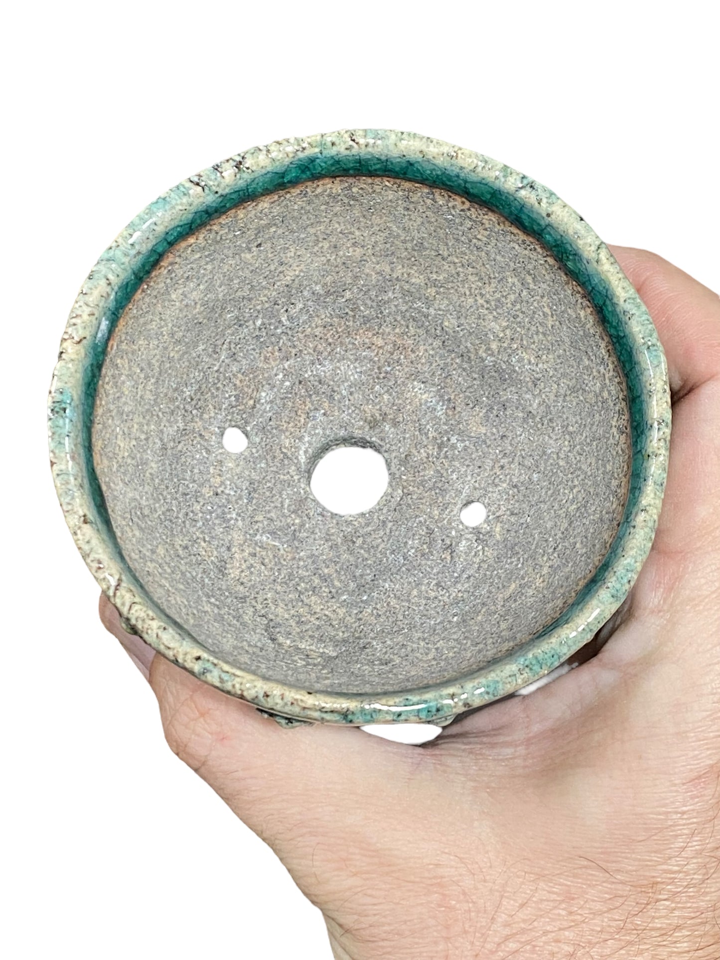 Bunzan - Riveted Crackle Glazed Round Bonsai Pot