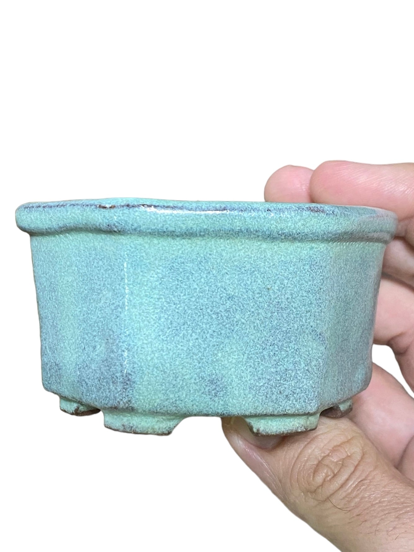 Glazed Hexagon Bonsai Pot from Japan (3-1/4" wide)