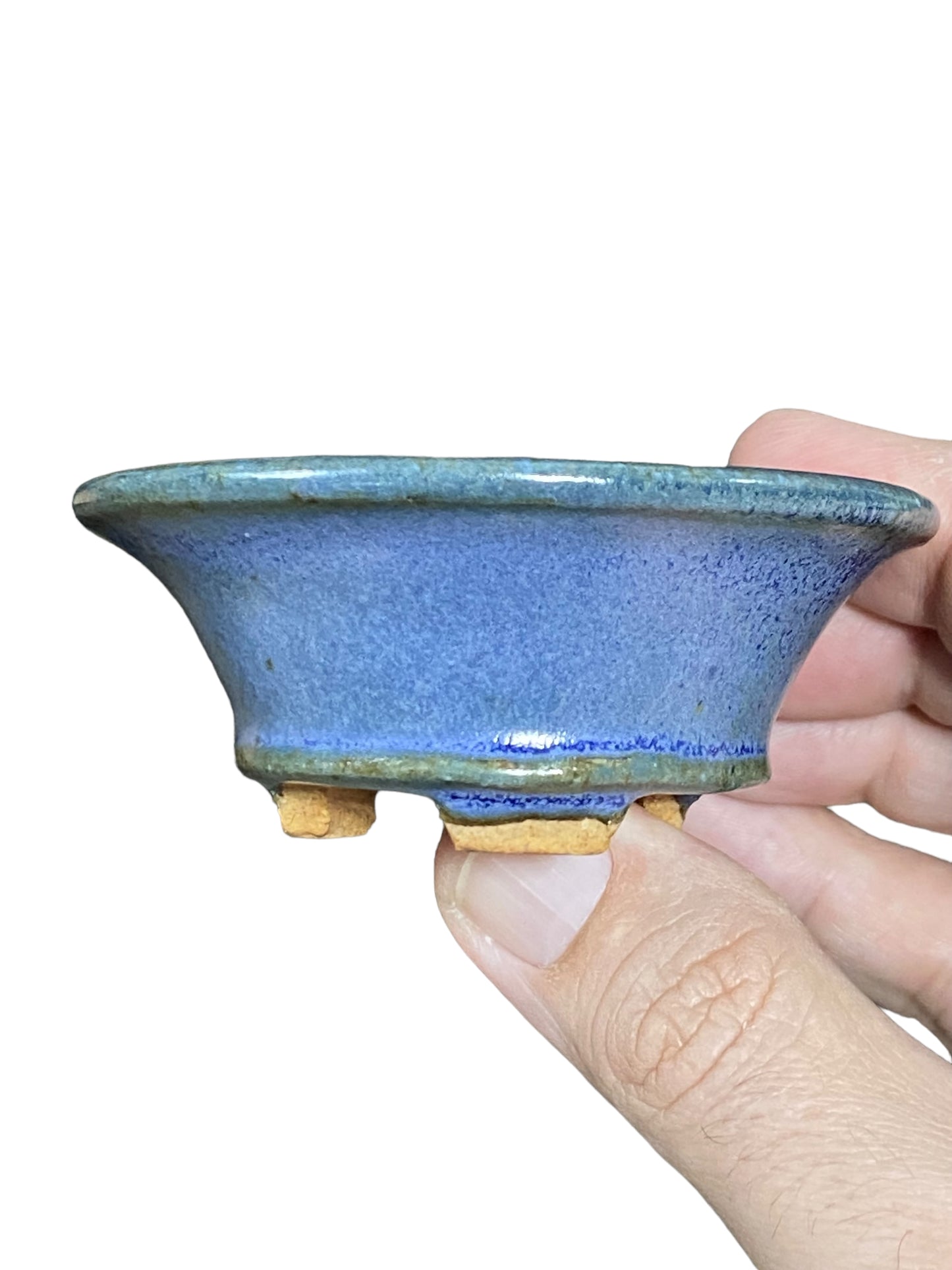Hattori - Rare Mame Periwinkle Footed Round Bonsai Pot