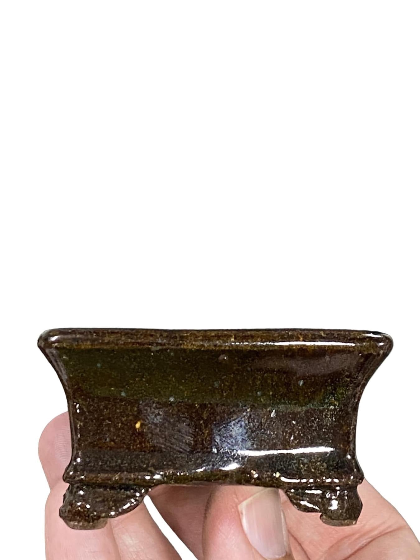 Shuho - Glazed Footed Rectangle Bonsai Pot