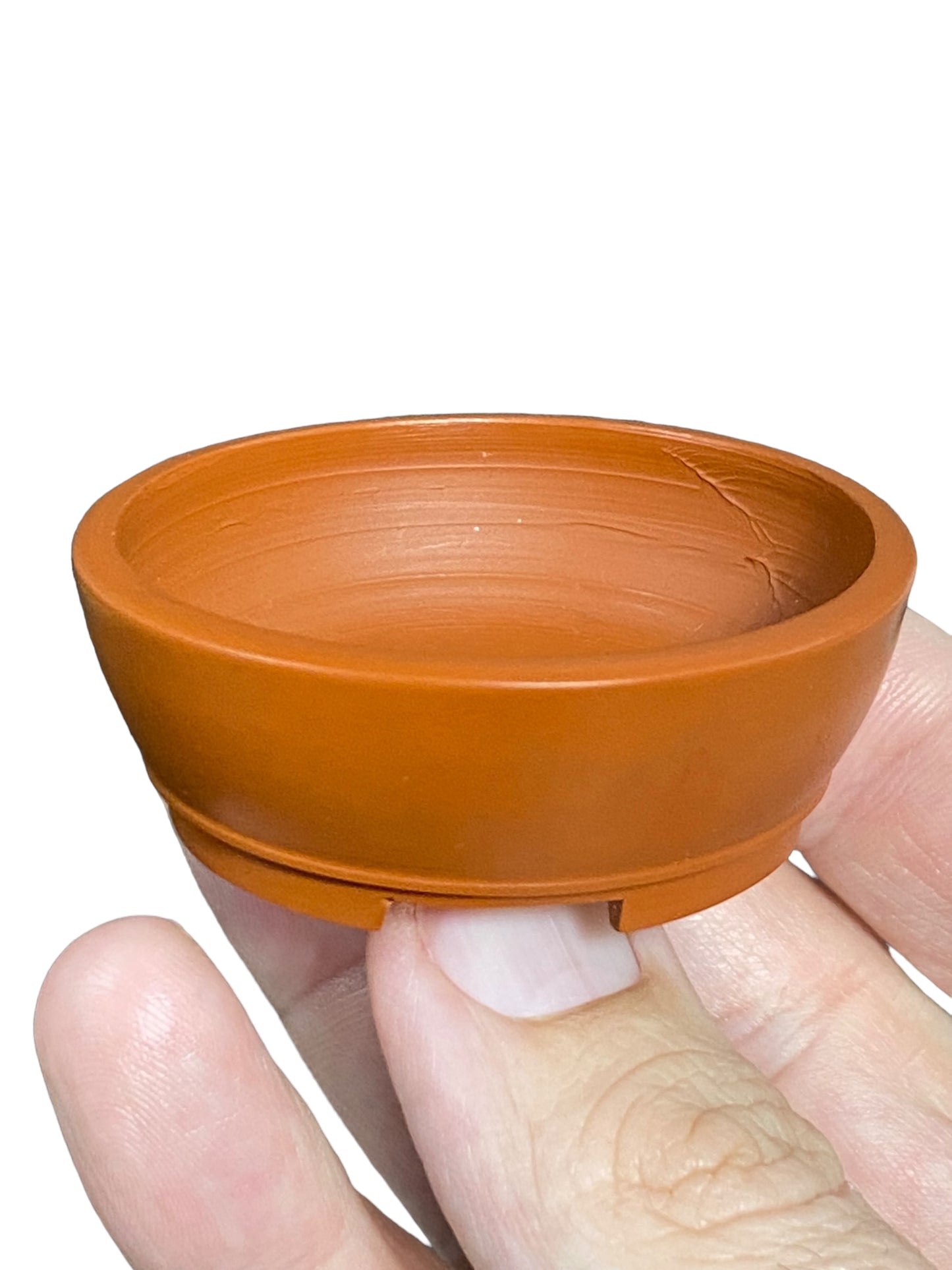 Munenori - Shallow Unglazed Round Mame Bonsai Pot (2-3/16" wide)