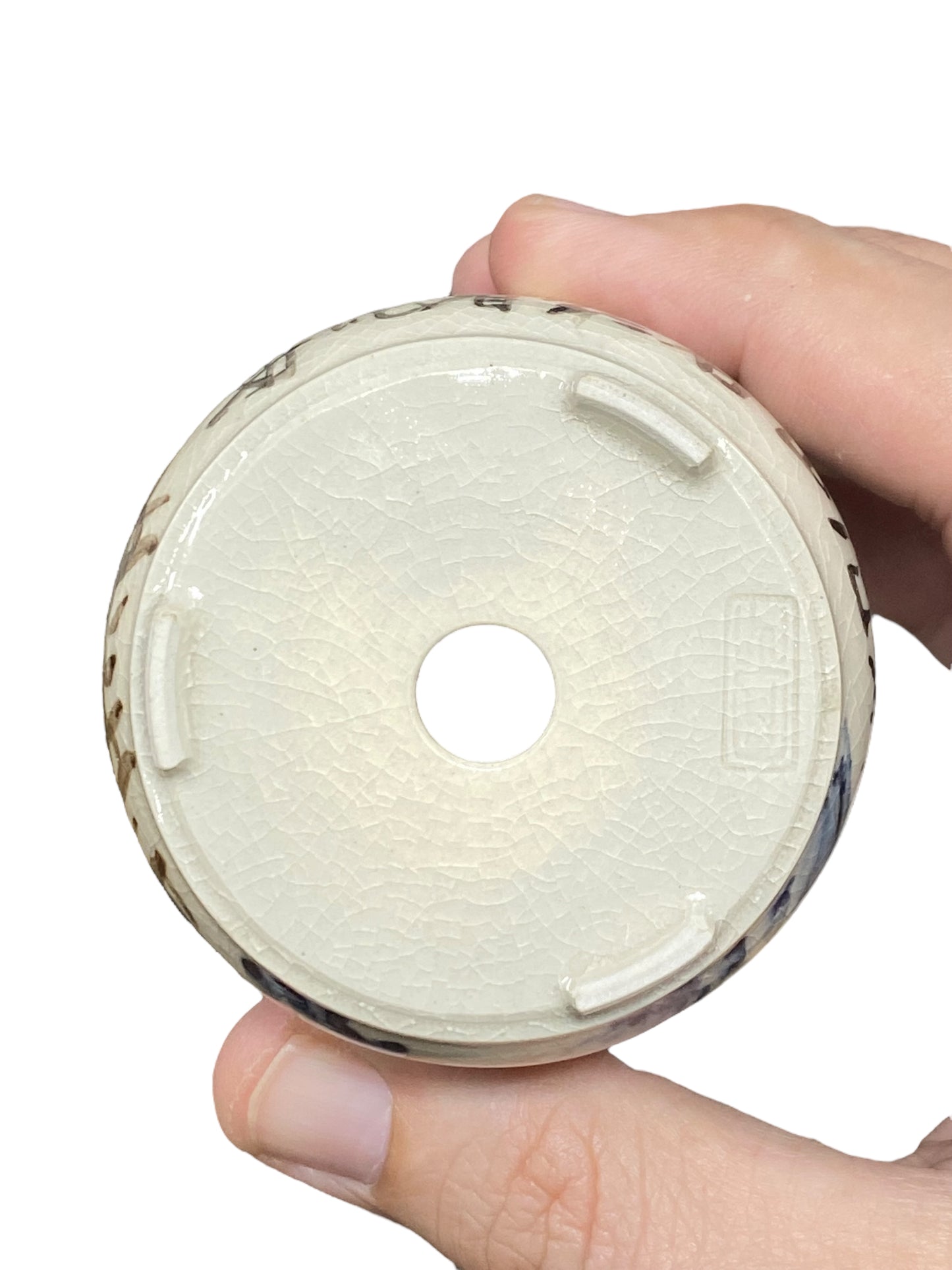 Zeko - Lovely Crackle Glazed Painted Bonsai Pot (2-5/8" wide)