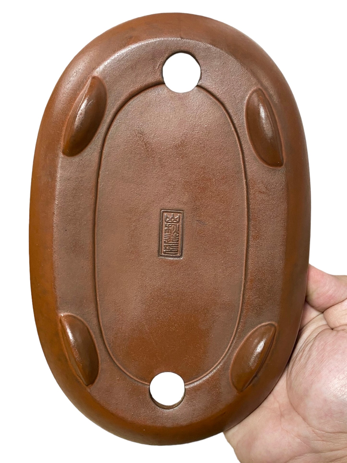 Yamaaki - Large Unglazed Footed Oval Bonsai Pot (9-5/8" wide)