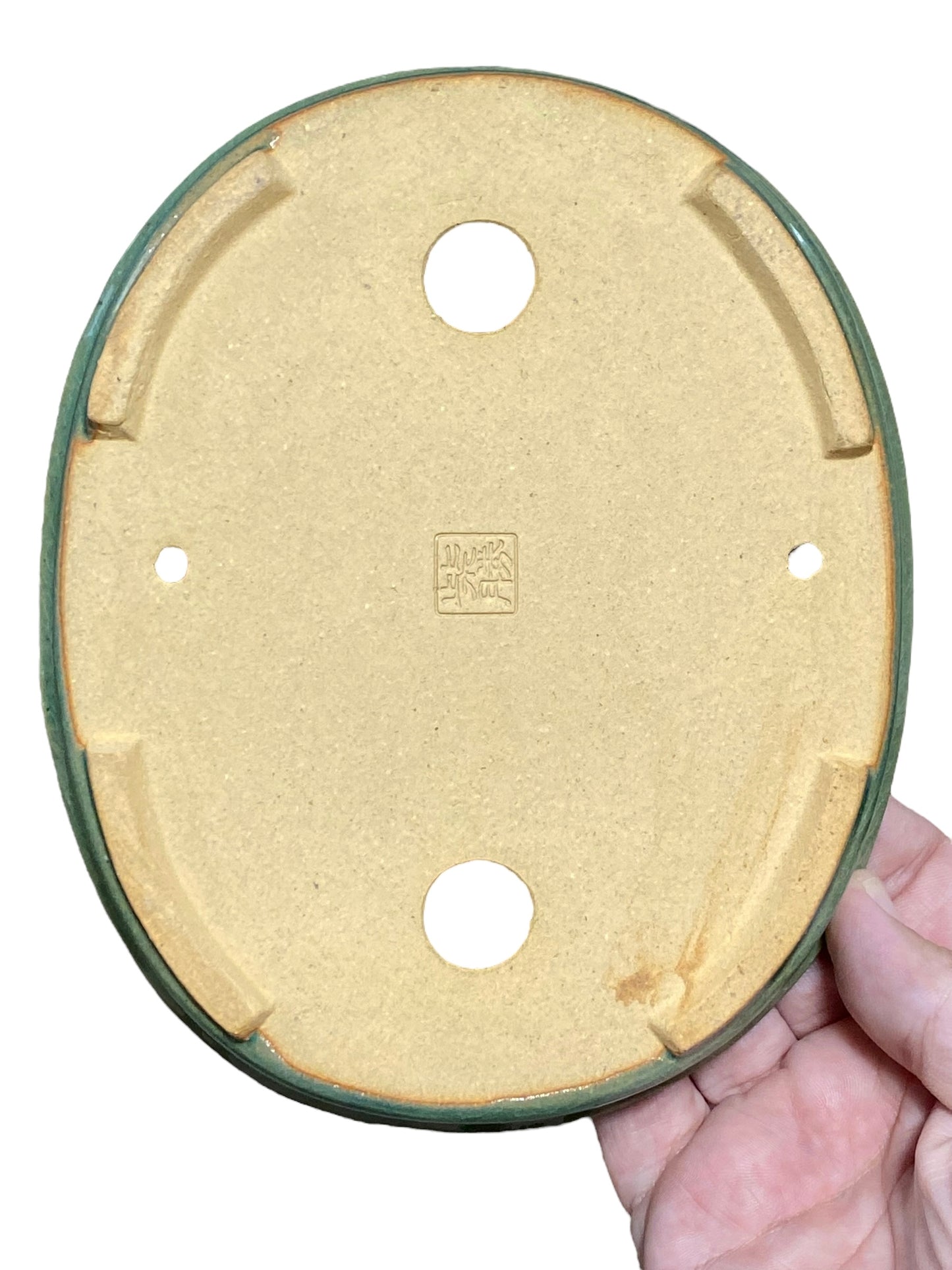 Shibakatsu - Stellar Crackle Glazed Oval Style Bonsai Pot (7-11/16" wide)