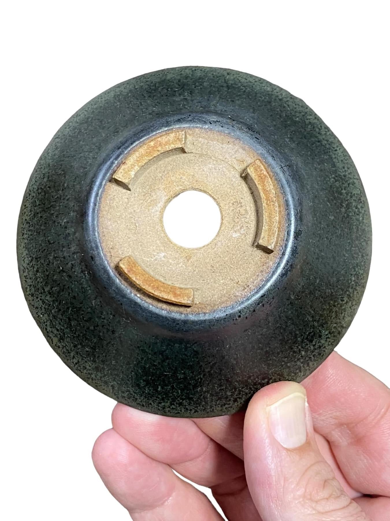 Koho - Rare Forest Green Glazed Bonsai Pot (3-3/4" wide)