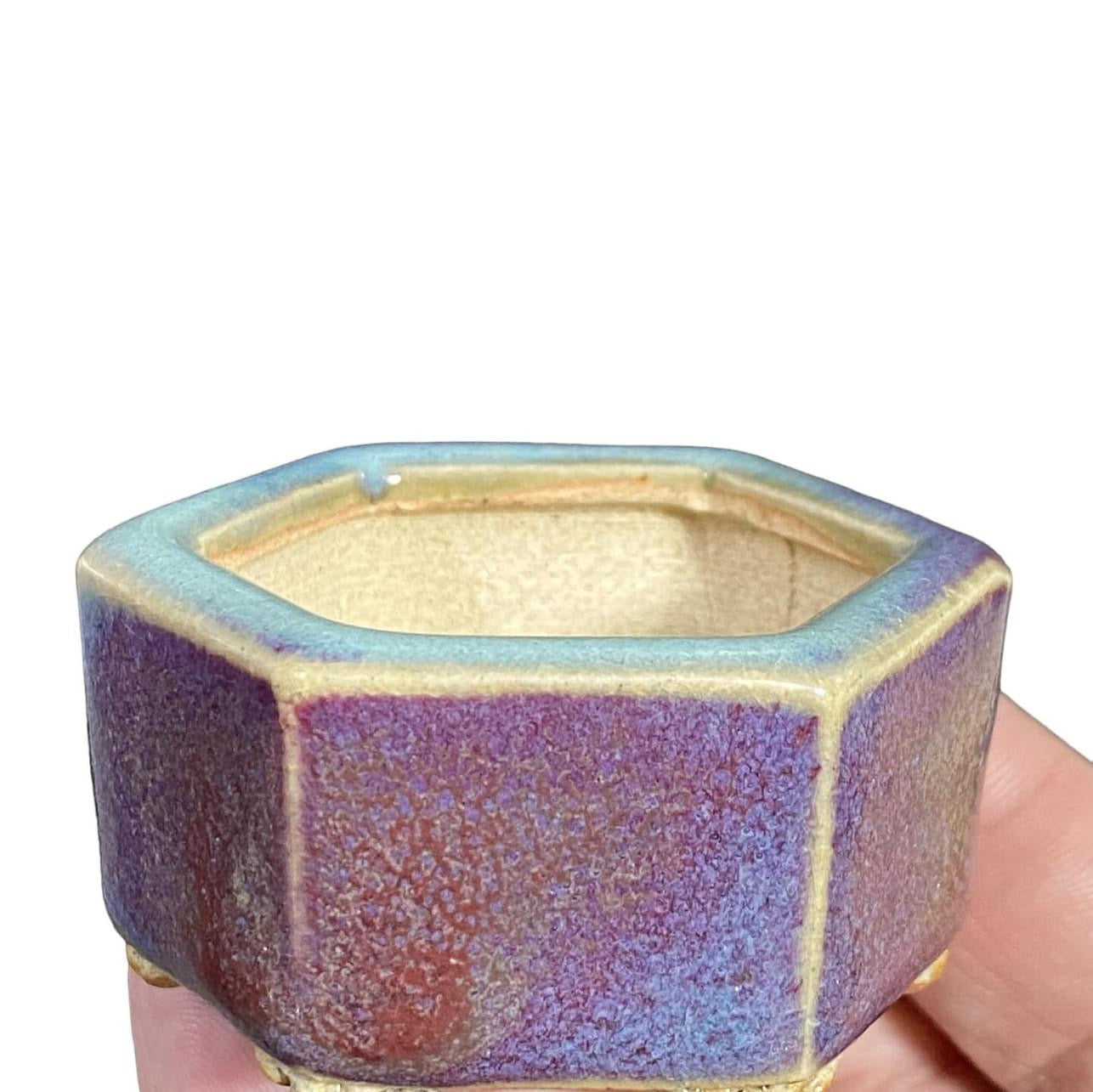 Eimei - Purple Glazed Mame Bonsai Pot (2-1/8” wide)